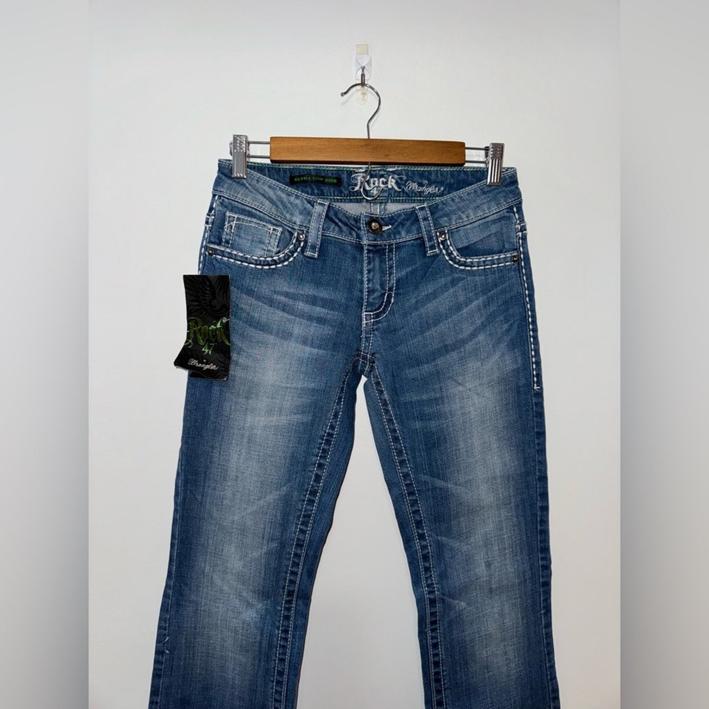 NWT W25xL30 Rock 47 by Wrangler Ultra Low Rise Rhinestone Embellished Jeans