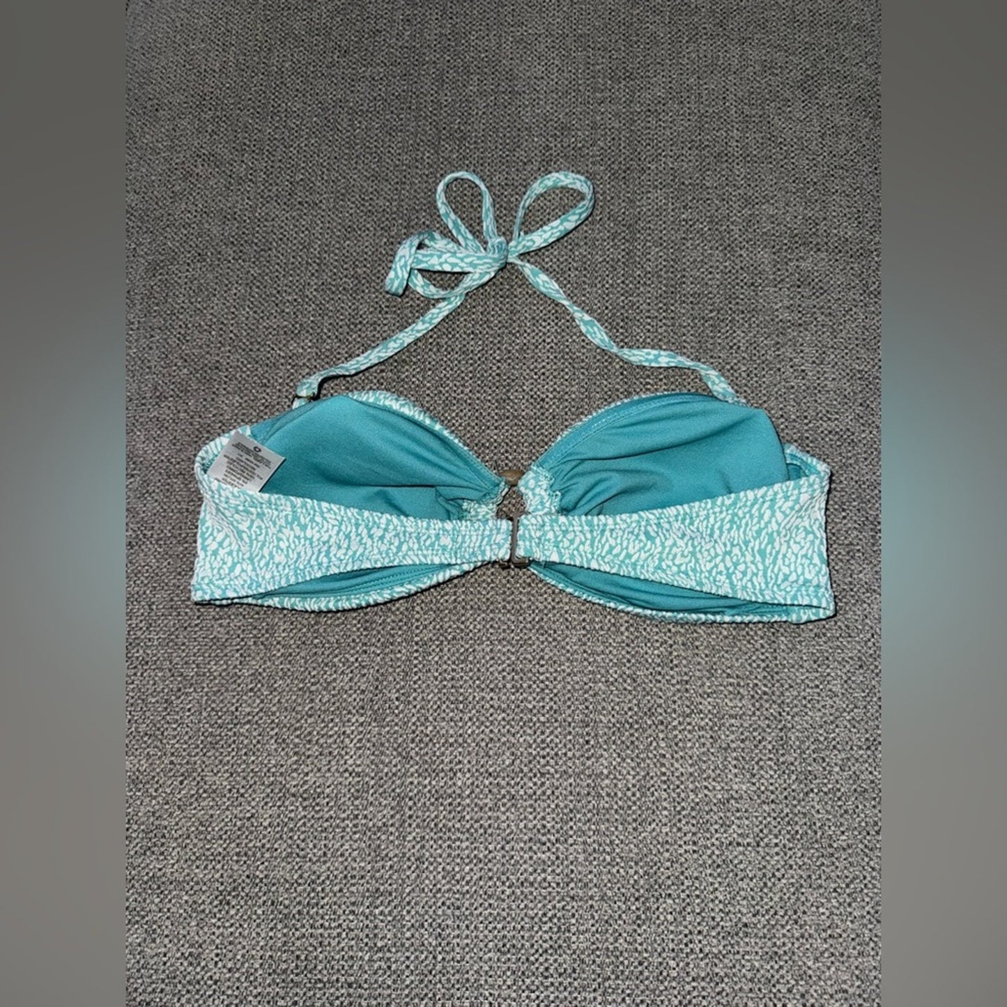 Pre-Owned MD Time and Tru Teal and White Textured Bikini Top