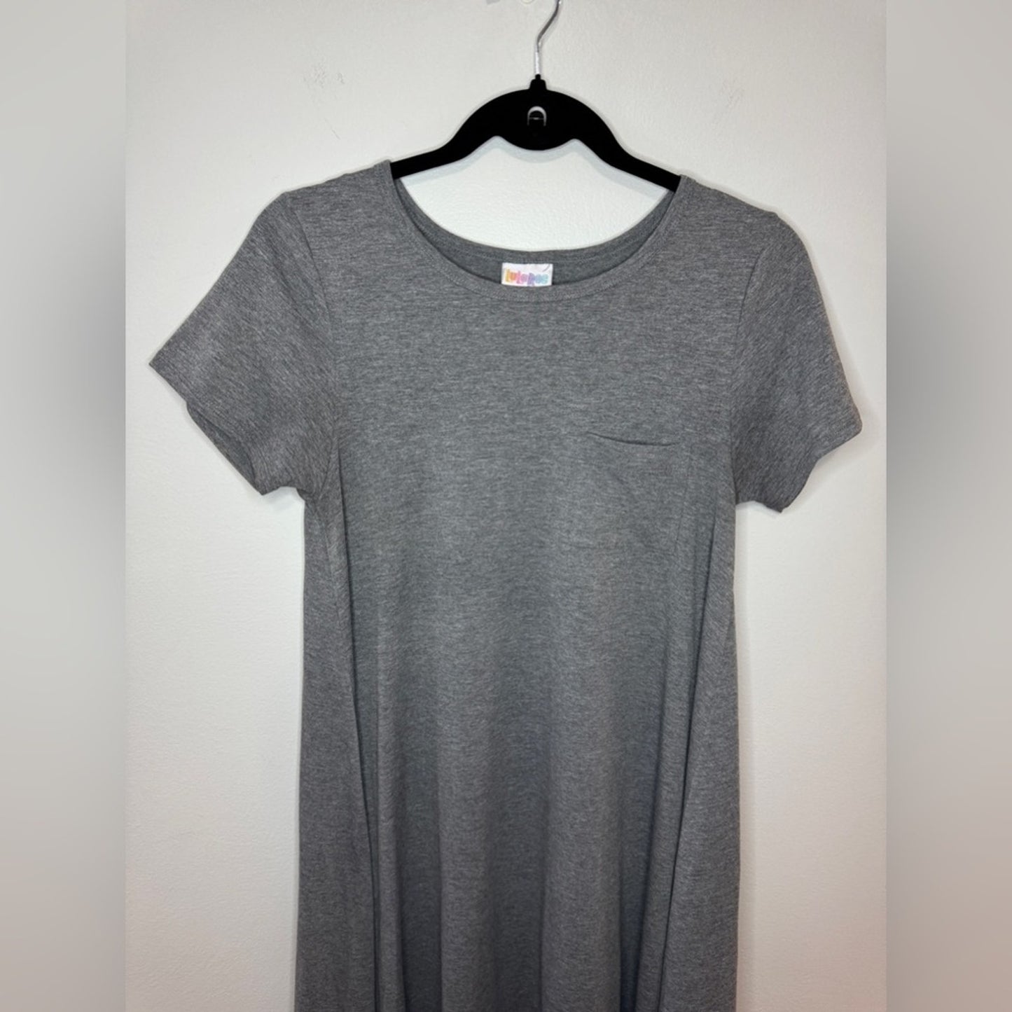 Pre-Owned XXS Lularoe Heather Grey Cap Sleeve Pocket T-Shirt Dress