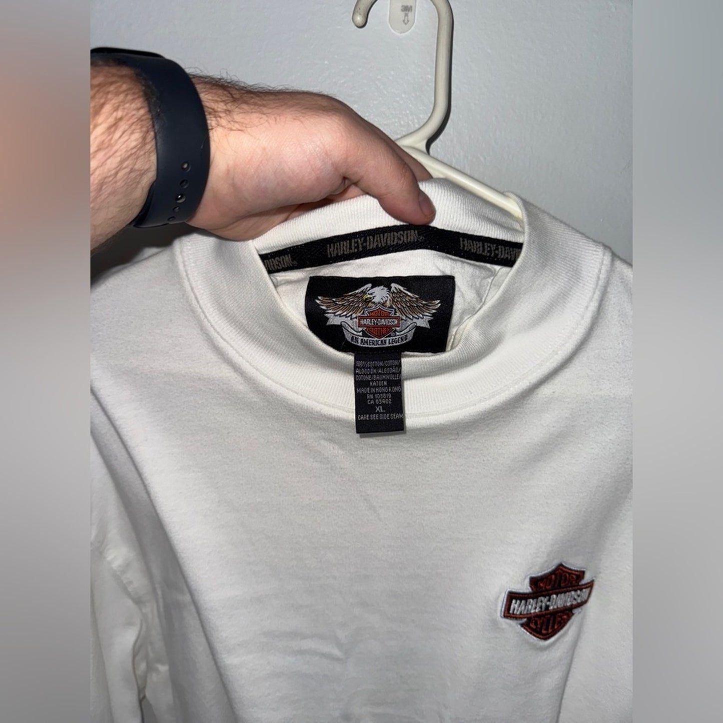 Pre-Owned XL Harley Davidson White Embroidered 2005 Long Sleeve Shirt