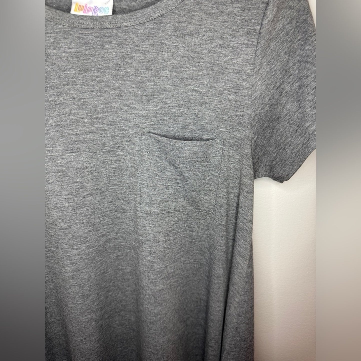 Pre-Owned XXS Lularoe Heather Grey Cap Sleeve Pocket T-Shirt Dress