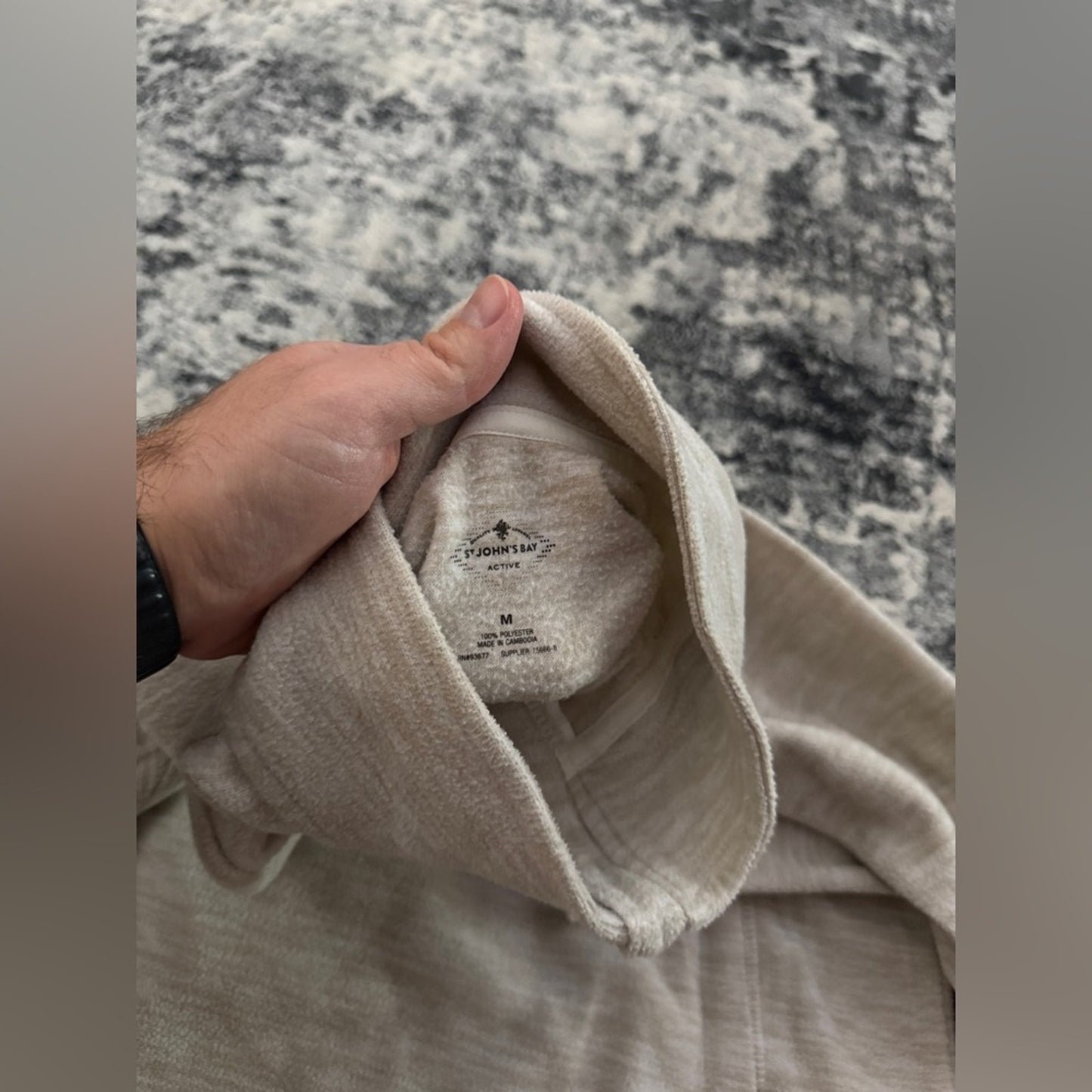 Pre-Owned MD St. John’s Bay Cream Quarter Zip Fleece Jacket