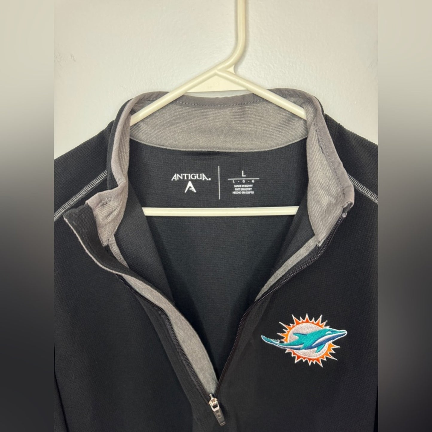 Pre-Owned LG Antigua Miami Dolphins Embroidered Quarter Zip Fleece Jacket