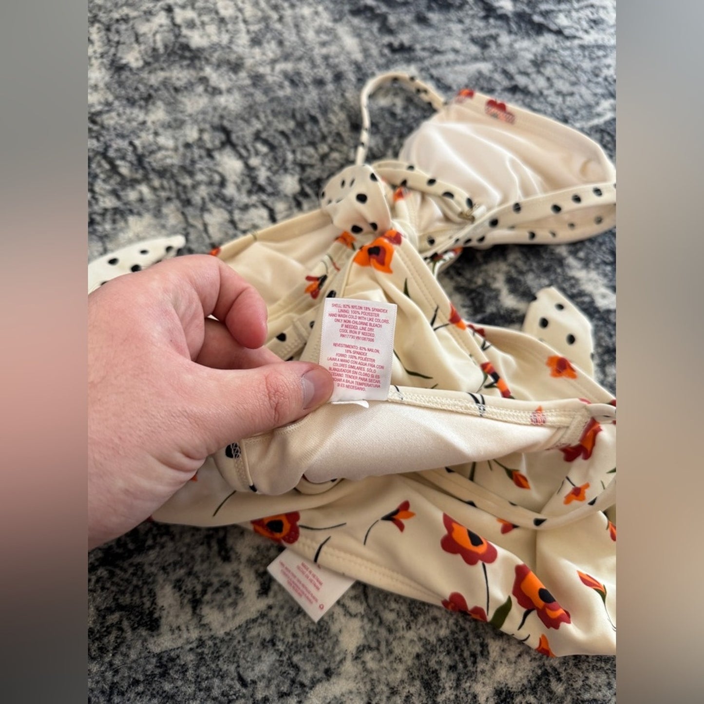 Pre-Owned LG Xhilaration White Floral Print Bikini Top and Bottom Set