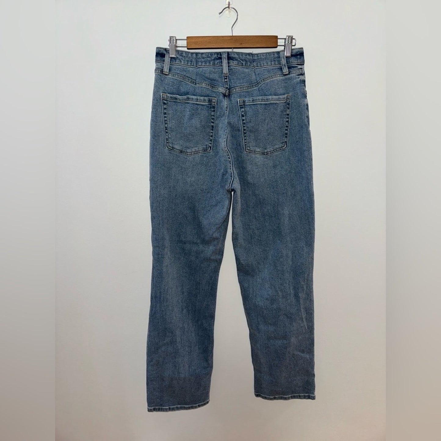 Pre-Owned Size 12 Wild Fable Light Blue Distressed Wide Leg Jeans