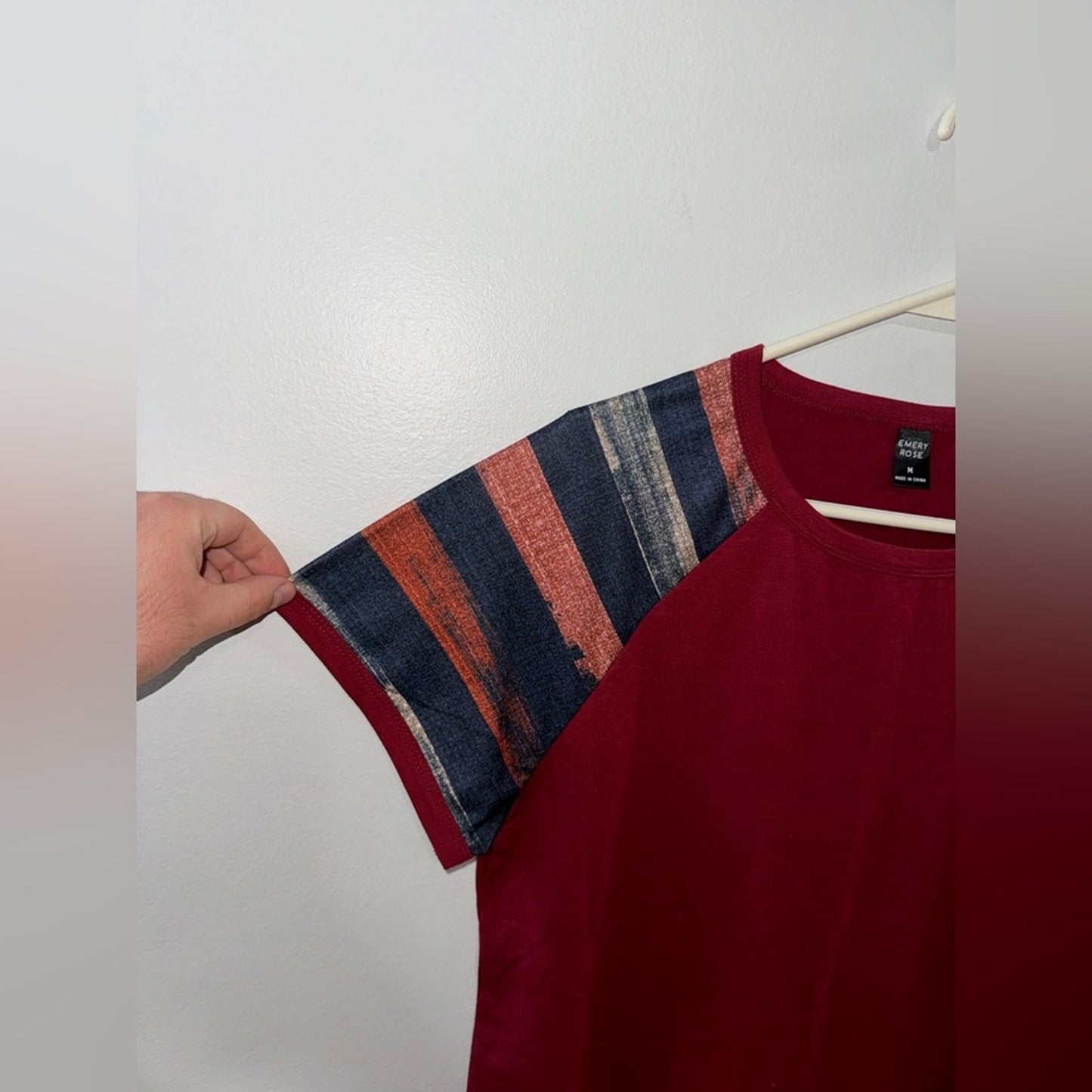 Pre-Owned MD Emery Rose Striped Sleeves Red T-Shirt