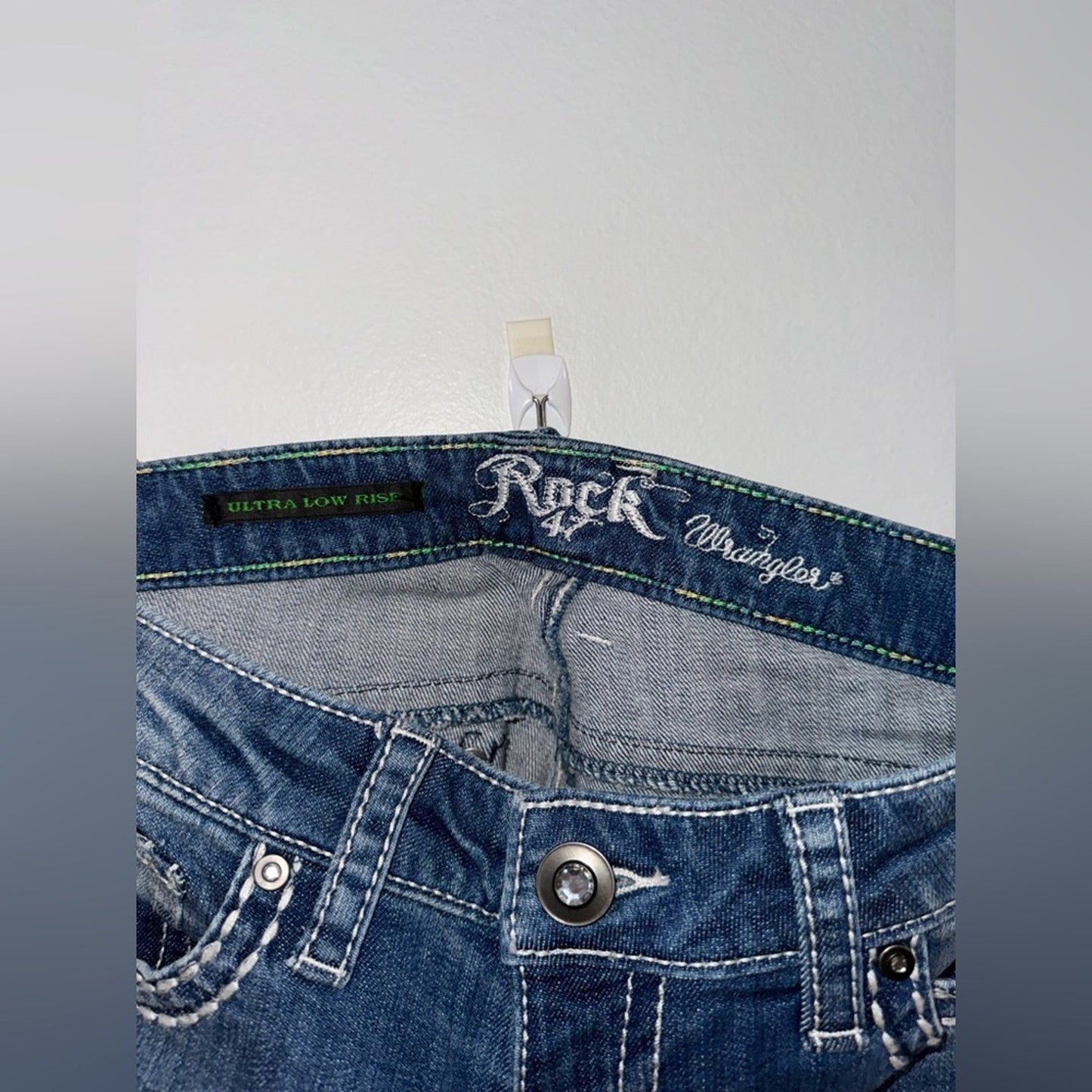 NWT W24xL30 Rock 47 by Wrangler Ultra Low Rise Blue Boot Cut Jeans