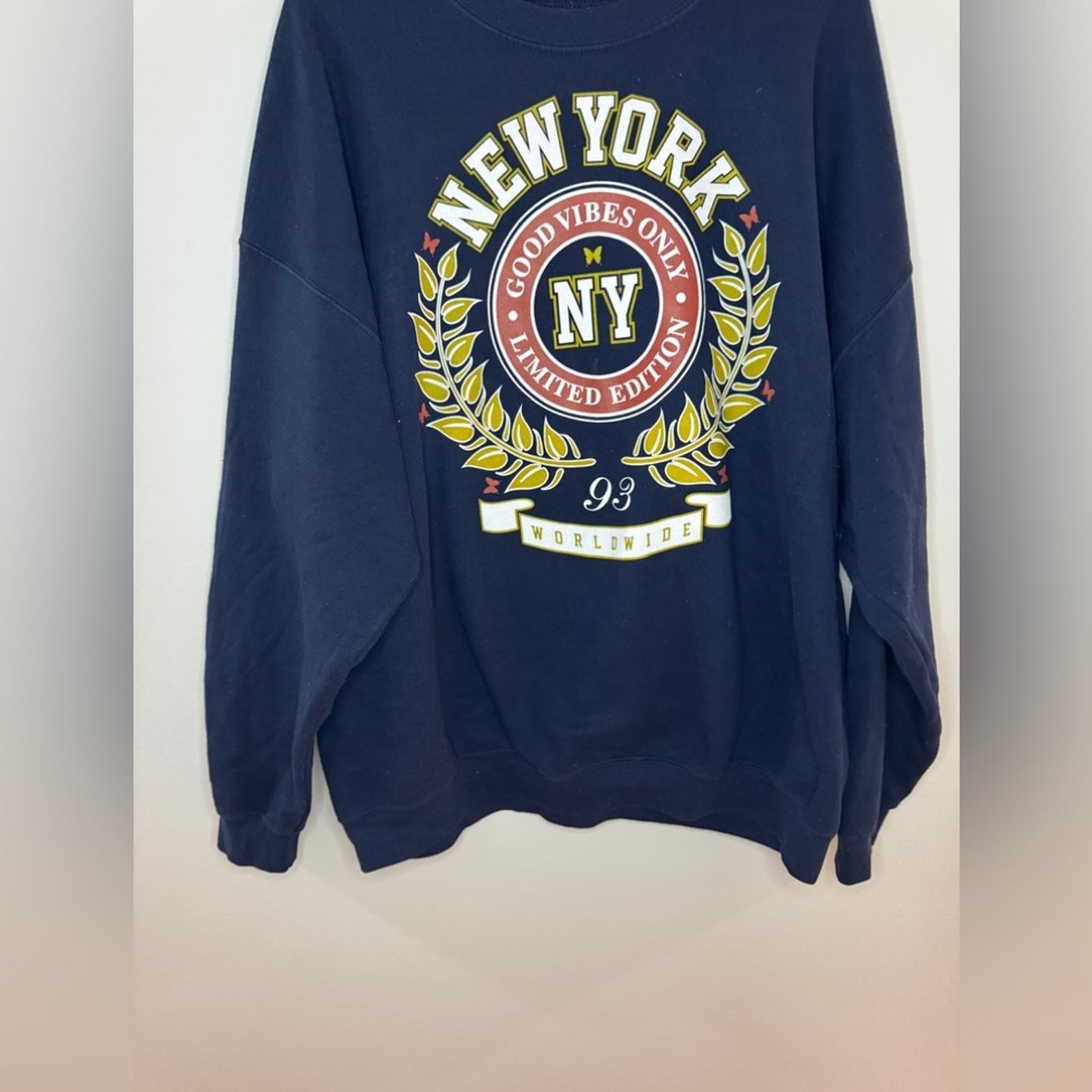 Pre-Owned XL Popular Girl Navy Blue New York Crewneck Shirt