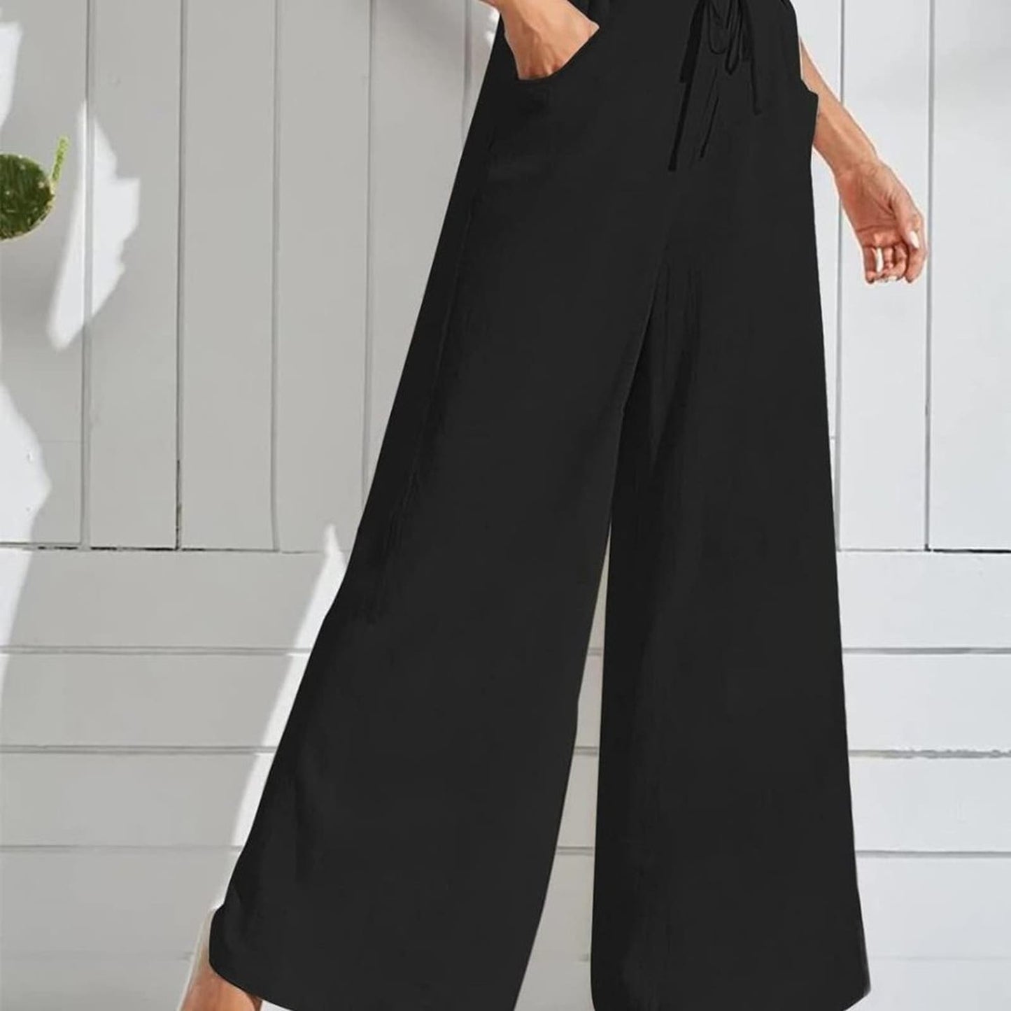 LG Women Wide Leg Linen Pants, High Waisted Summer Casual Cotton Linen Palazzo
