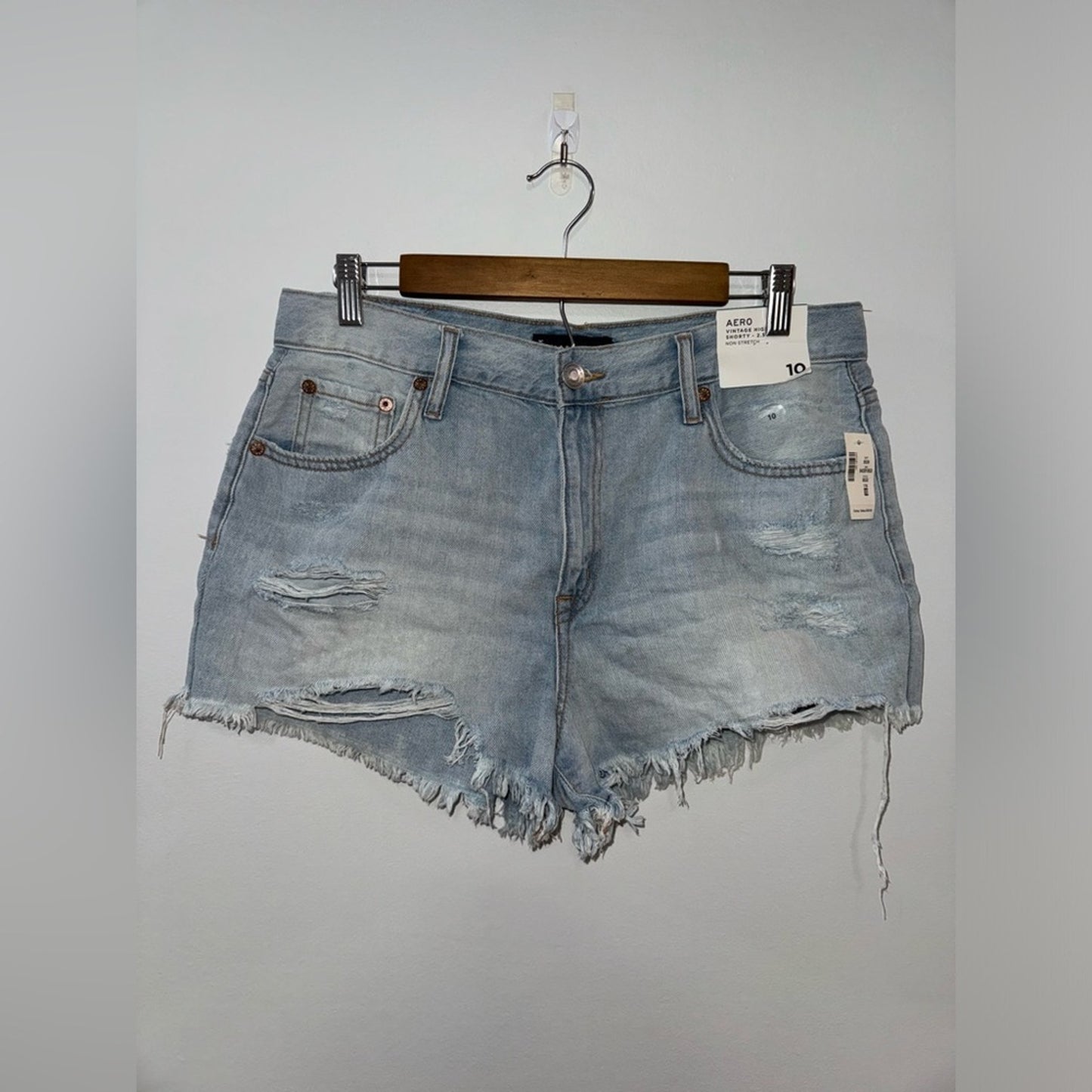 NWT Size 10 Aeropostale Light Blue Vintage High Rise Shorty Jean Shorts