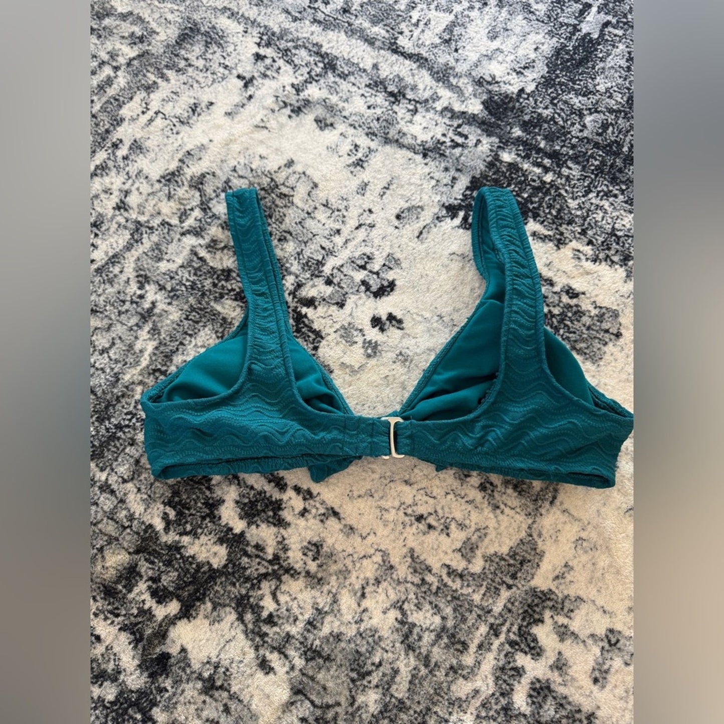 Pre-Owned MD Mossimo Teal Textured Front Tie Bikini Top
