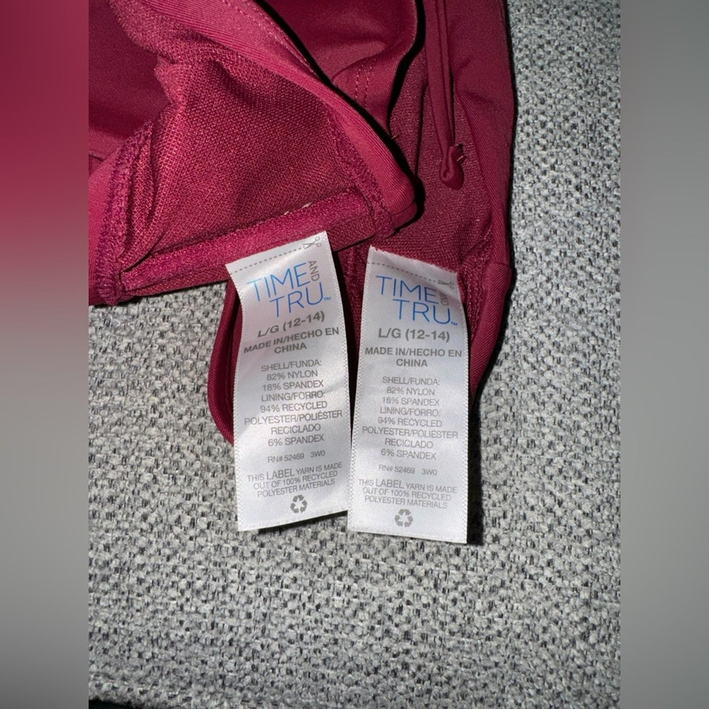 Pre-Owned LG Time and Tru Maroon Bikini Top and Bottom
