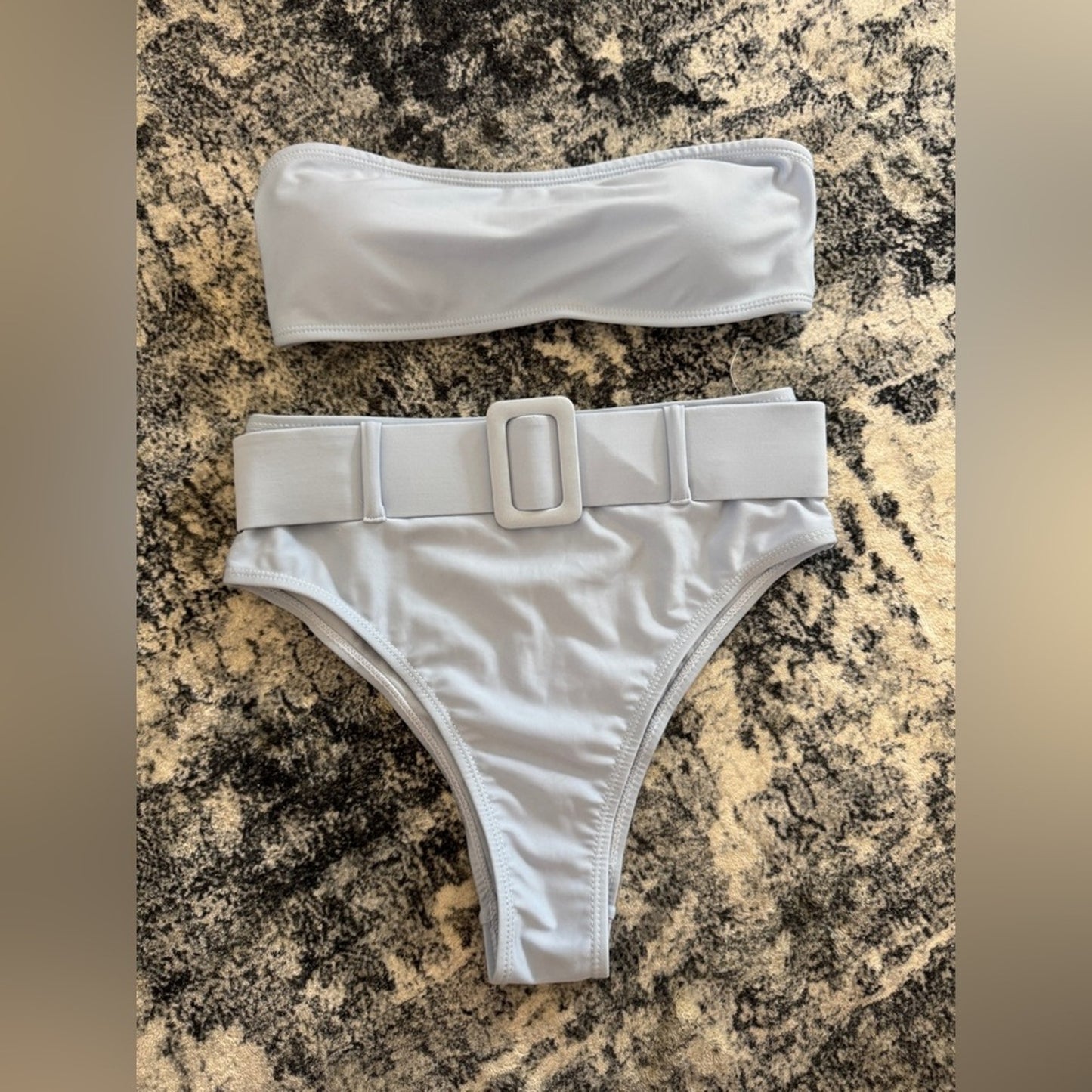 Pre-Owned SM LA Swim Blue Tube Top and Bikini Bottom Set