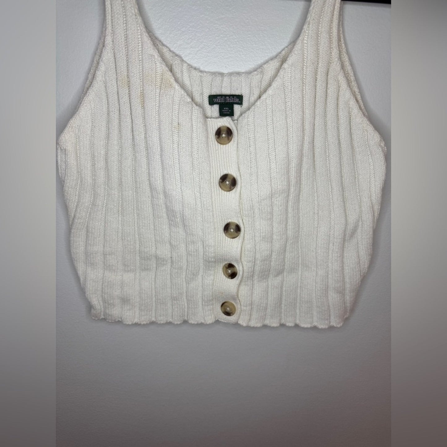Pre-Owned XXL Wild Fable White Ribbed Knitted Tank Top