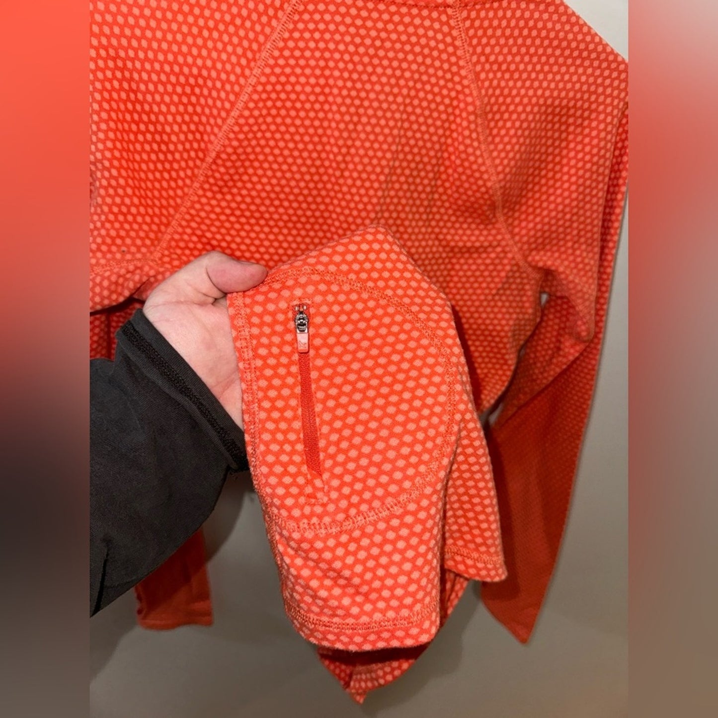 Pre-Owned LG Eddie Bauer Orange Dot Quarter Zip Long Sleeve Shirt