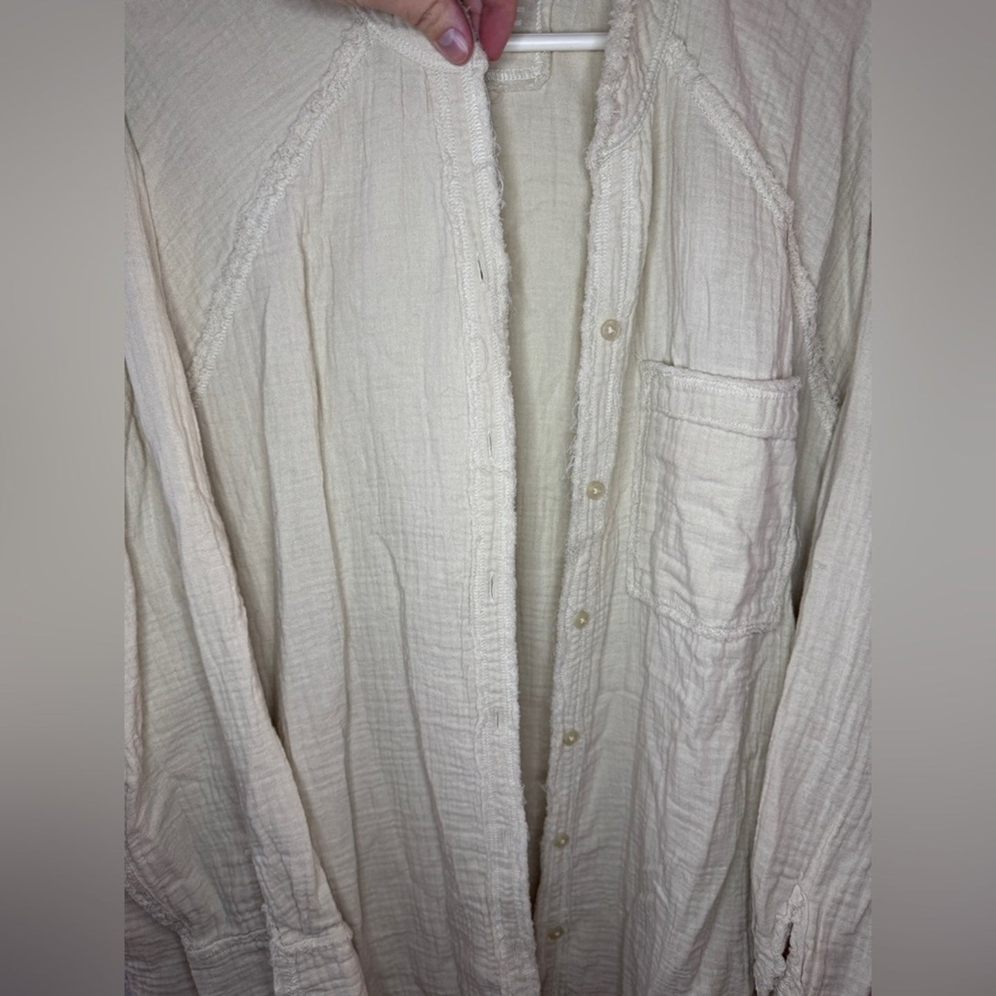 Pre-Owned MD Aerie Cream Long Sleeve Button Up Shirt