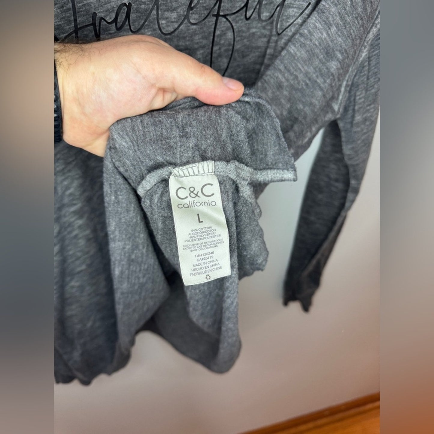 Pre-Owned LG C&C California Dark Heather Grey Grateful Lightweight Hoodie
