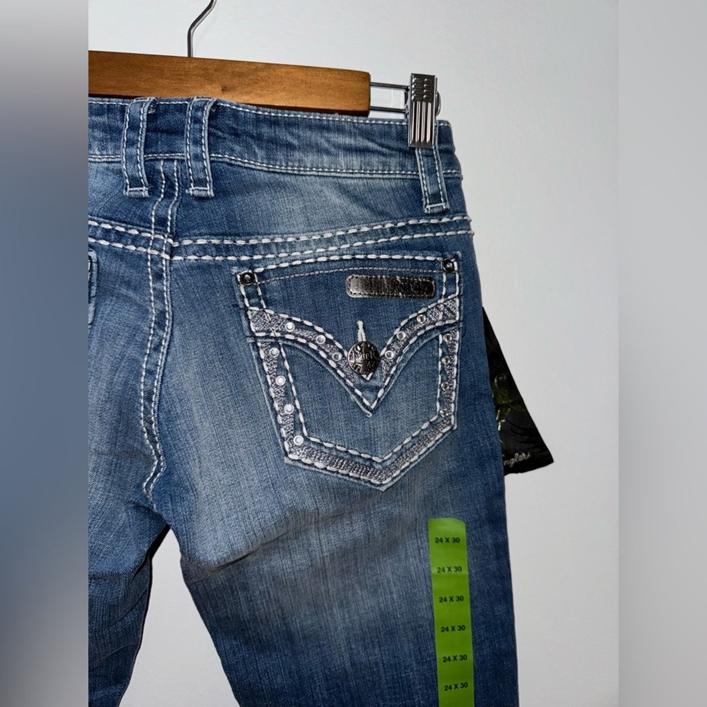NWT W24xL30 Rock 47 by Wrangler Ultra Low Rise Blue Boot Cut Jeans
