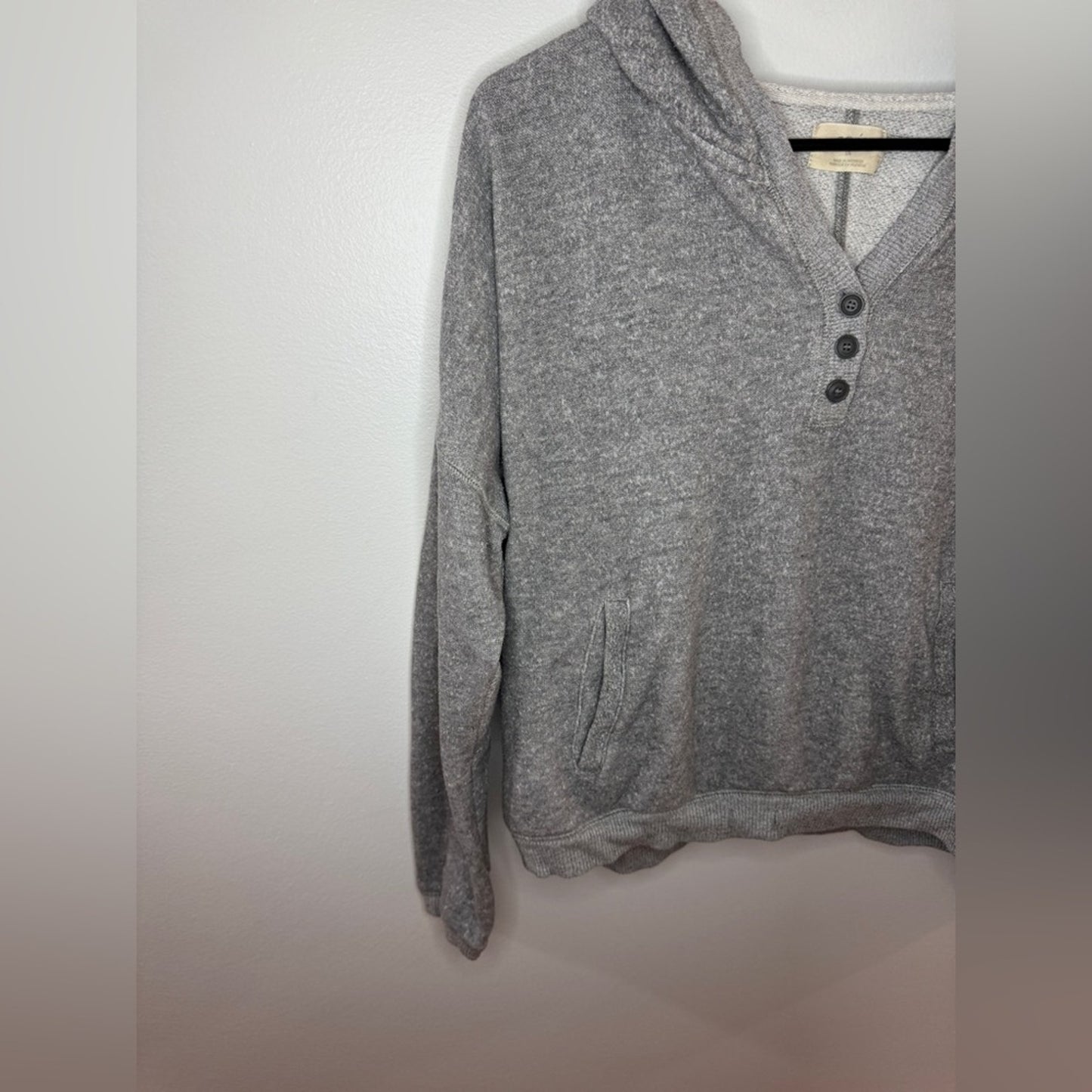 Pre-Owned LG Aerie Grey Button-Up Cropped Pullover Hoodie