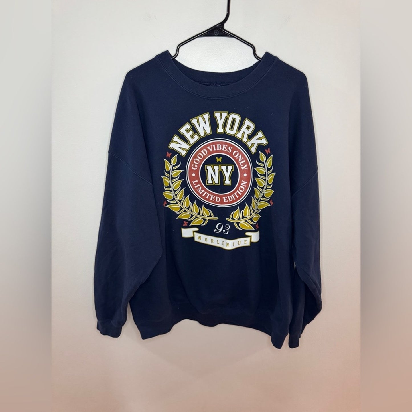Pre-Owned XL Popular Girl Navy Blue New York Crewneck Shirt
