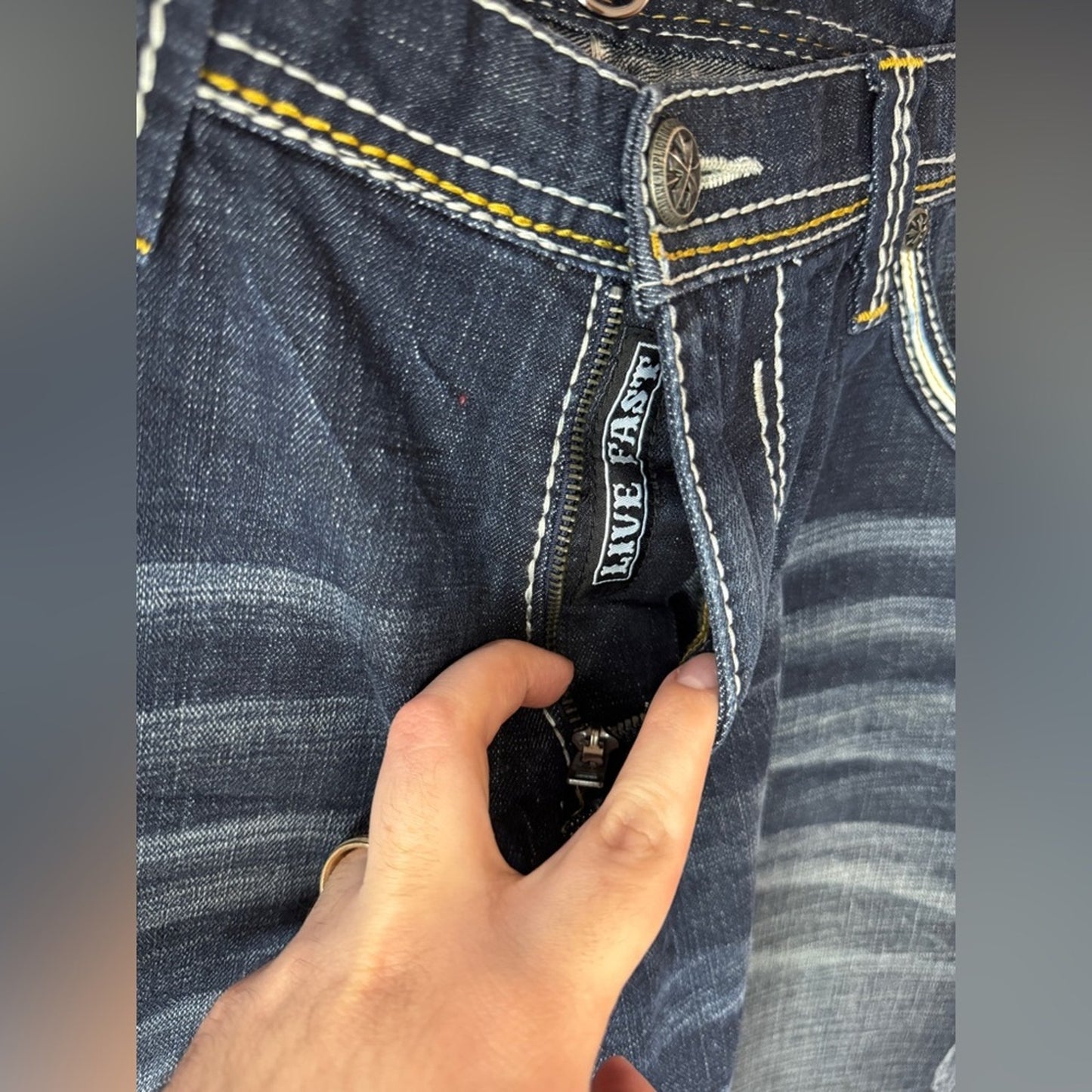 NWT W38xL32 Affliction Dark Blue Bootcut Jeans