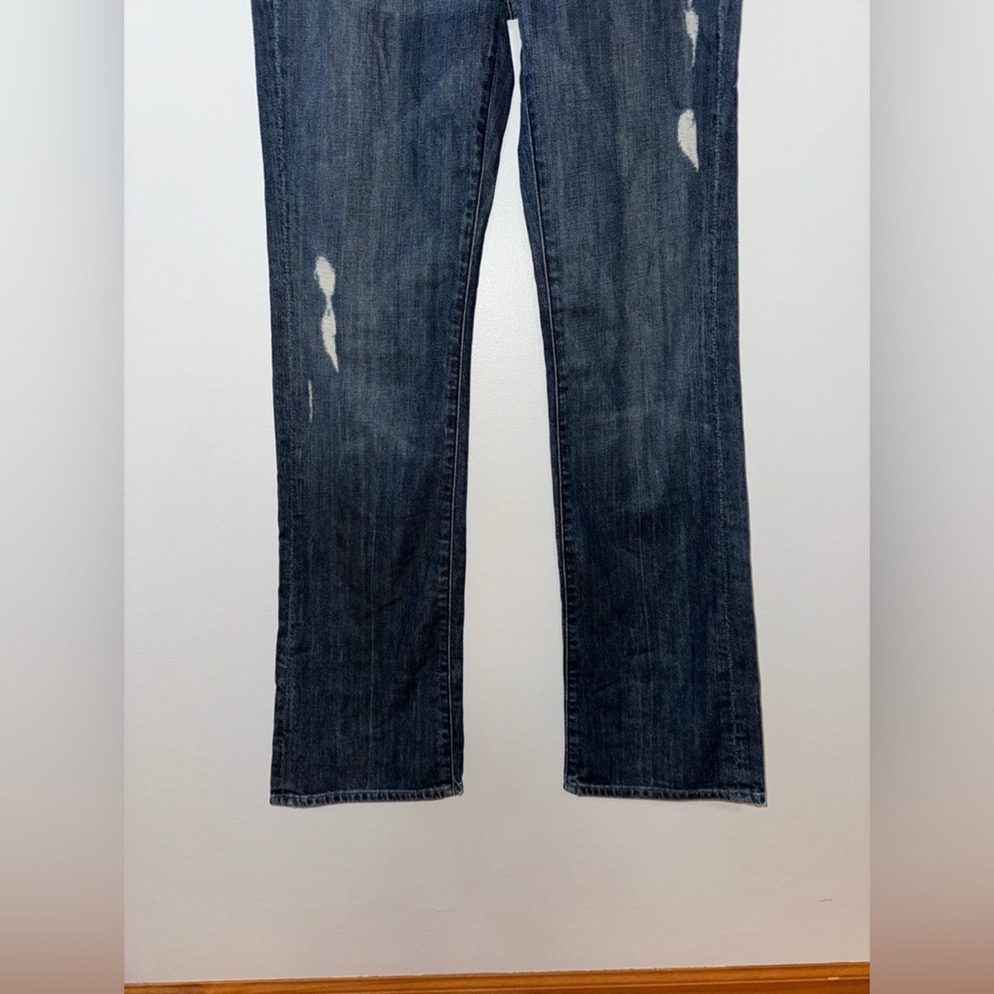 Pre-Owned W31xL34 7 for all Mankind Blue Distressed Bootcut Jeans