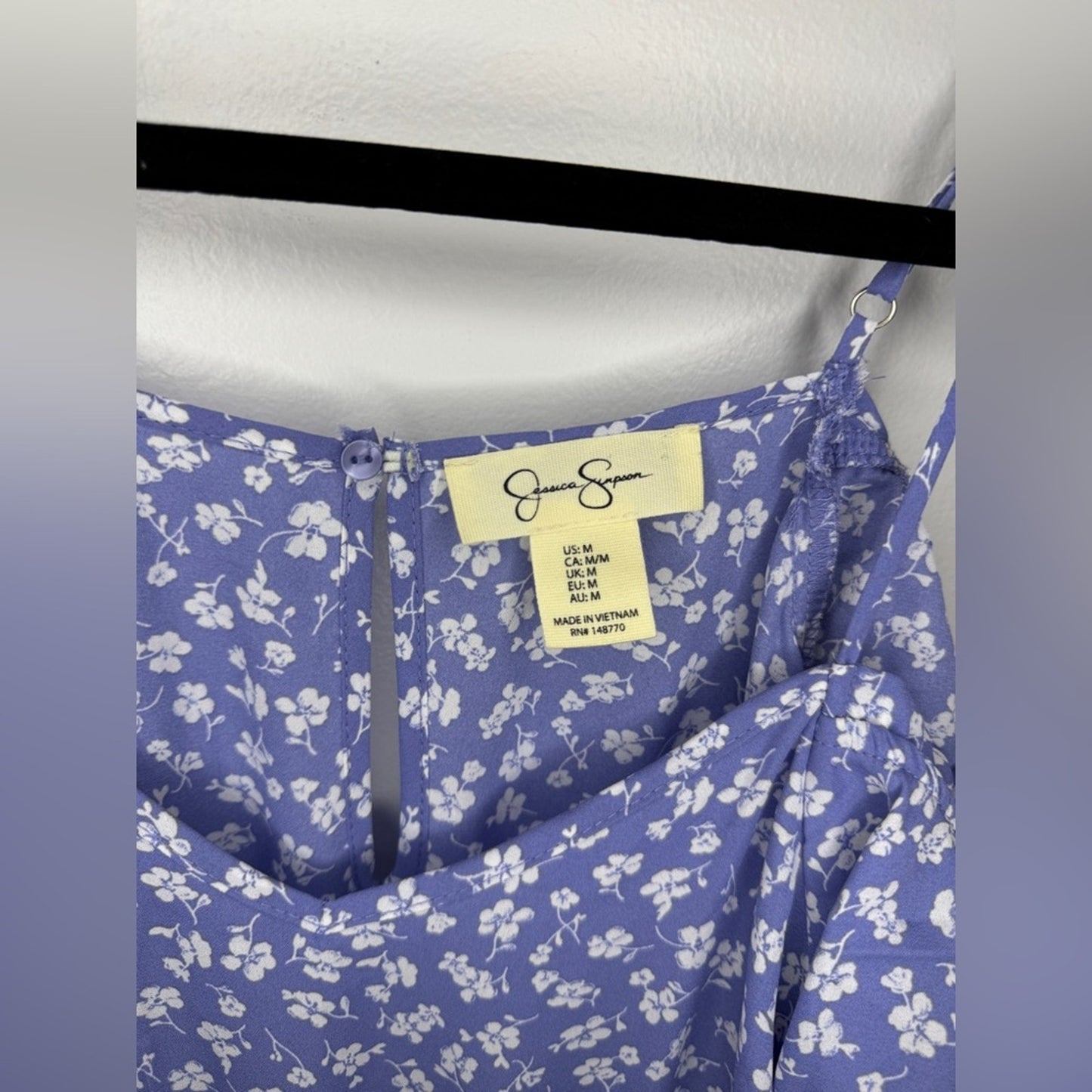 Pre-Owned MD Jessica Simpson Blue Floral Off the Shoulder Dress