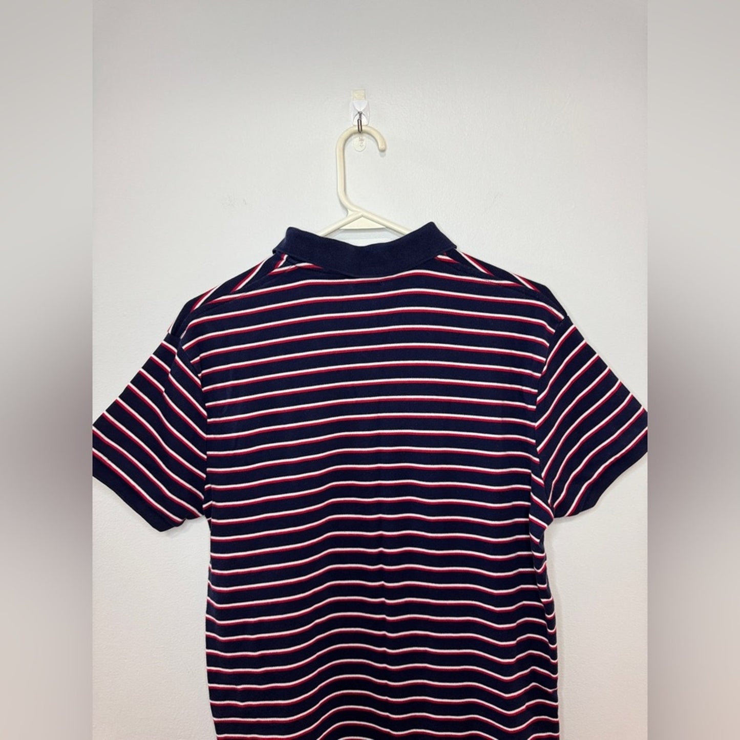 Pre-Owned MD Polo Ralph Lauren Navy Blue Striped Custom Fit Polo Shirt