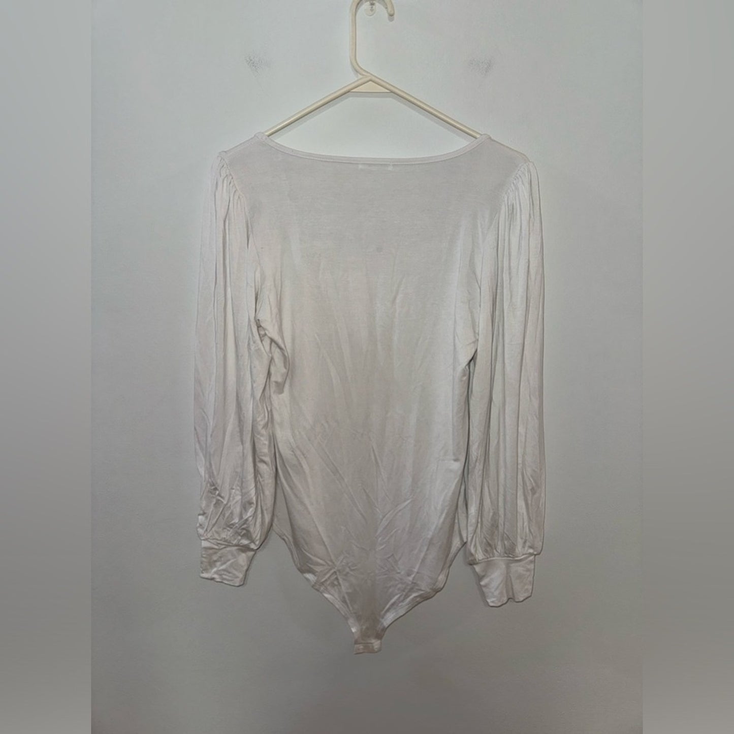 Pre-Owned MD Jorasob White Long Sleeve Flowy Bodysuit