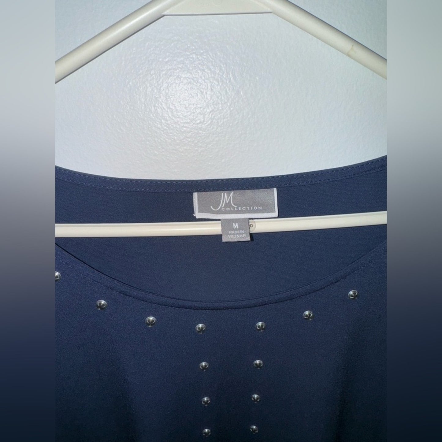 Pre-Owned MD JM Collection Navy Studded Long Sleeve Top