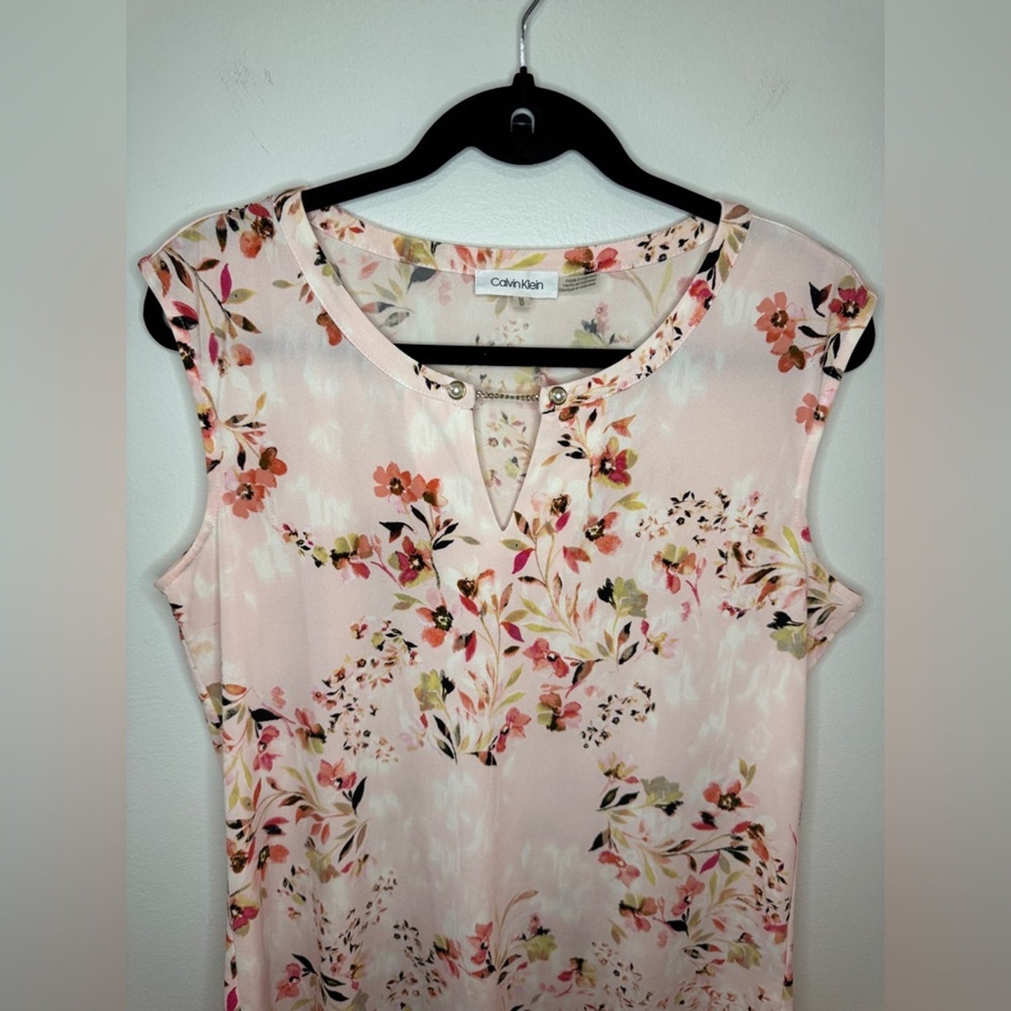 Pre-Owned MD Calvin Klein Pink Floral Print Tank Top