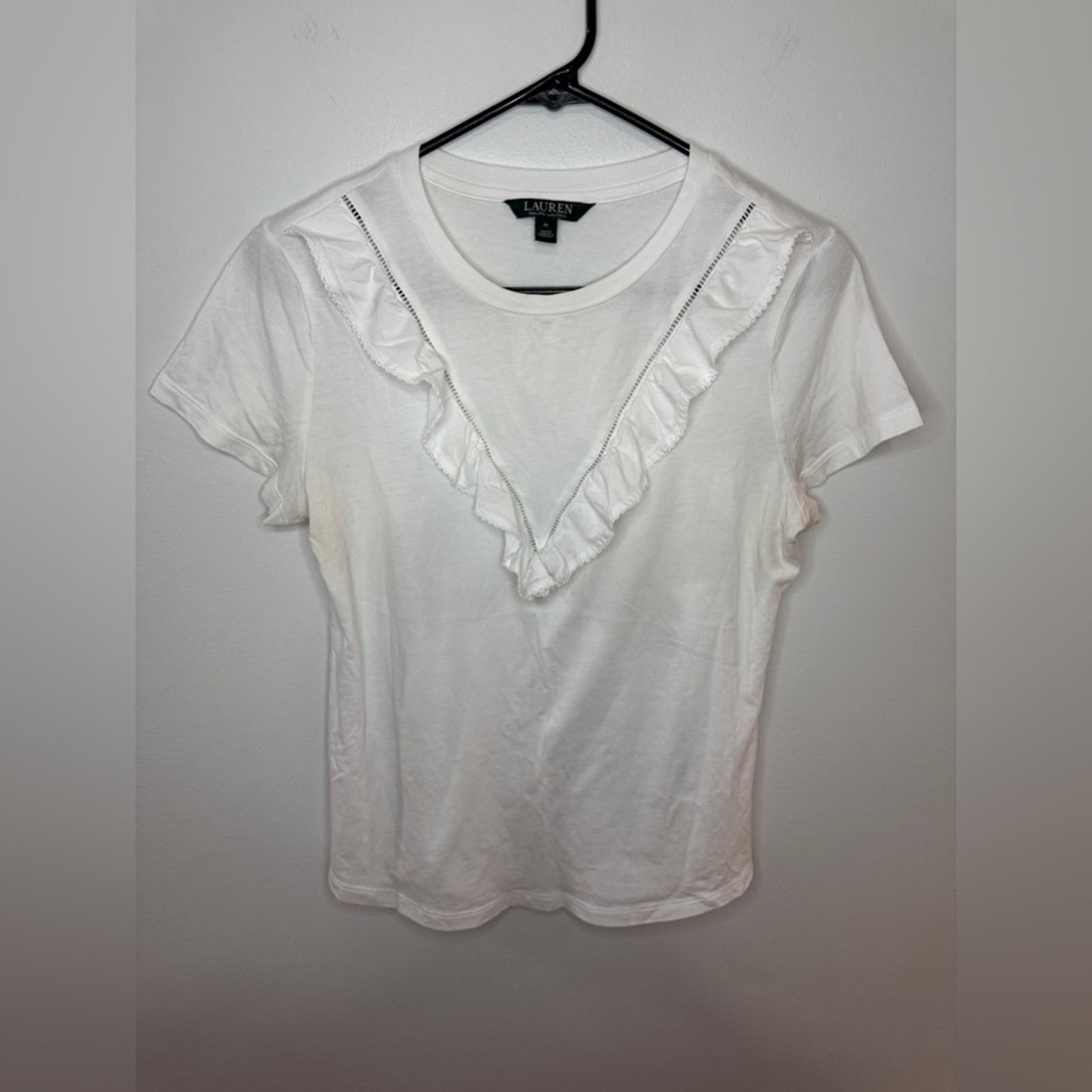 Pre-Owned MD Lauren Ralph Lauren White Ruffle Top