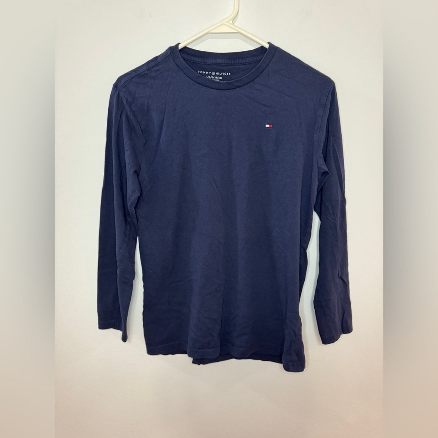 Pre-Owned LG 16/18 Boys Tommy Hilfiger Navy Long Sleeve Shirt