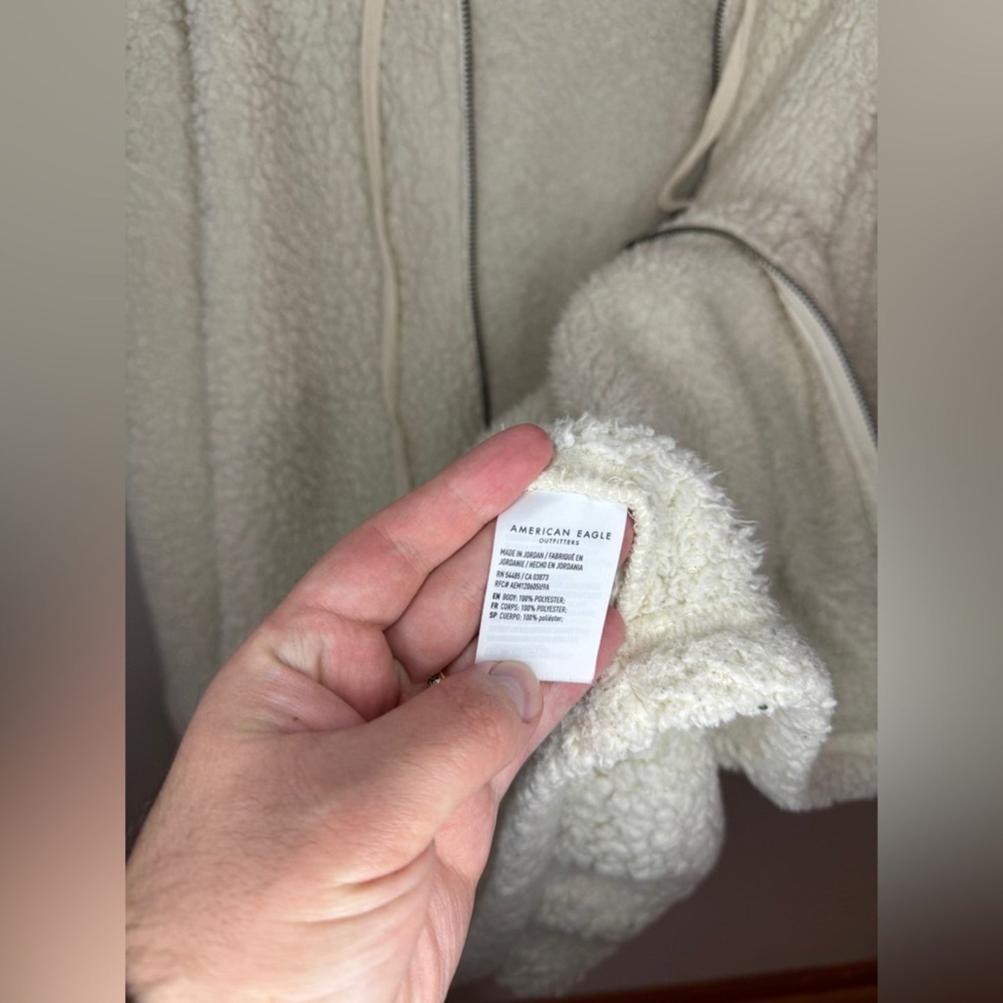 Pre-Owned MD American Eagle White Sherpa Zip-Up Oversized Hoodie