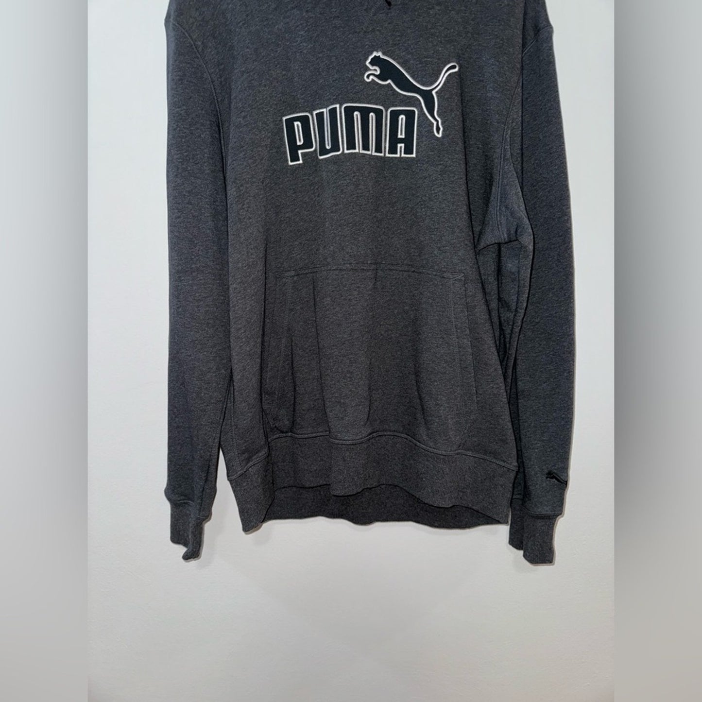 NWT LG Puma Dark Grey Heather and Black Logo Drycell Hoodie