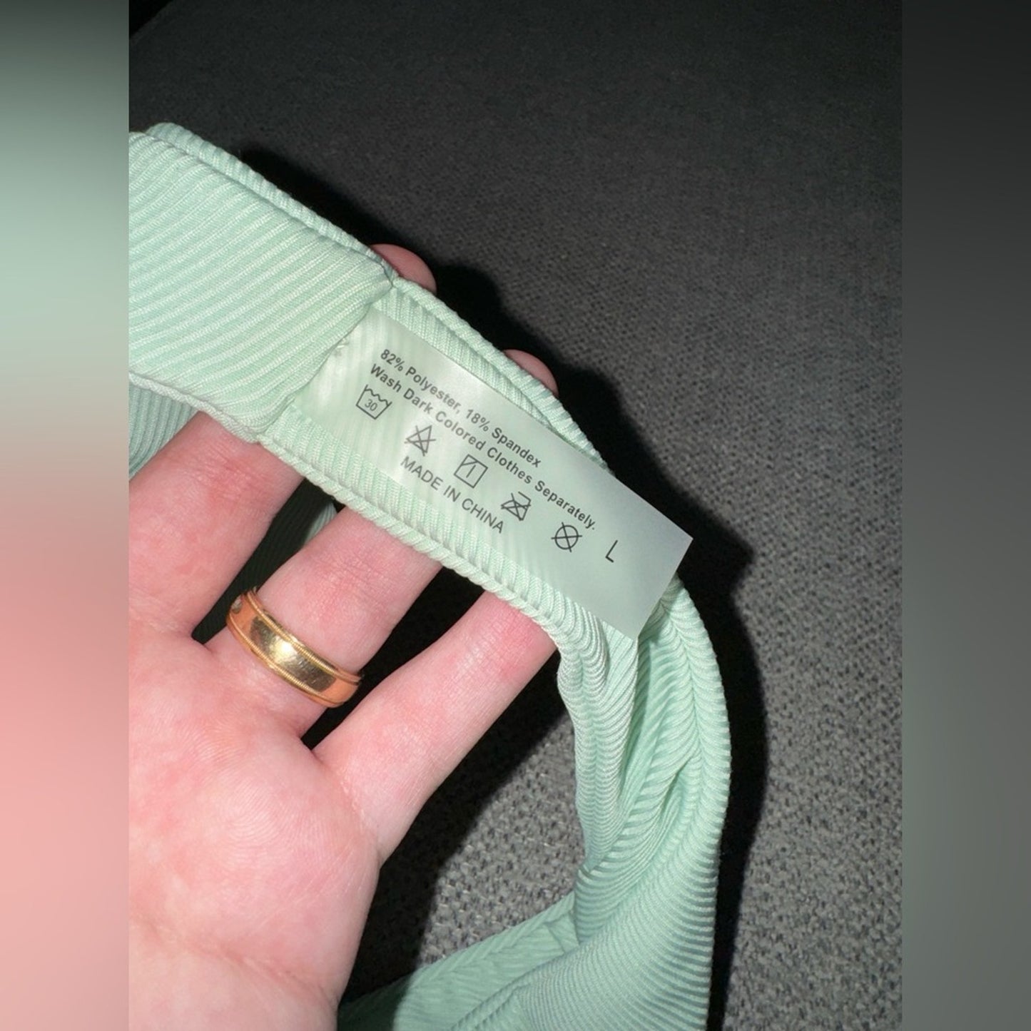 Pre-Owned LG SHEIN Green Ribbed Bikini Bottom