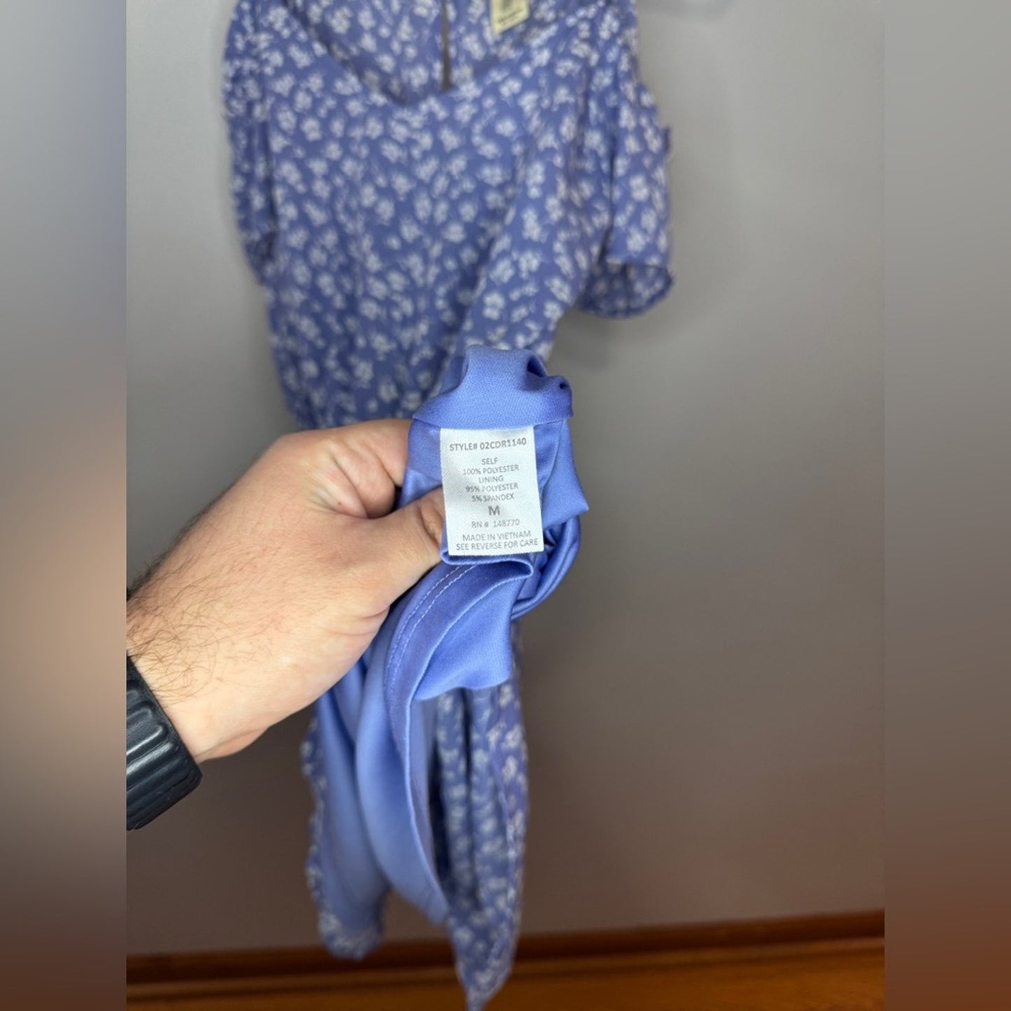 Pre-Owned MD Jessica Simpson Blue Floral Off the Shoulder Dress