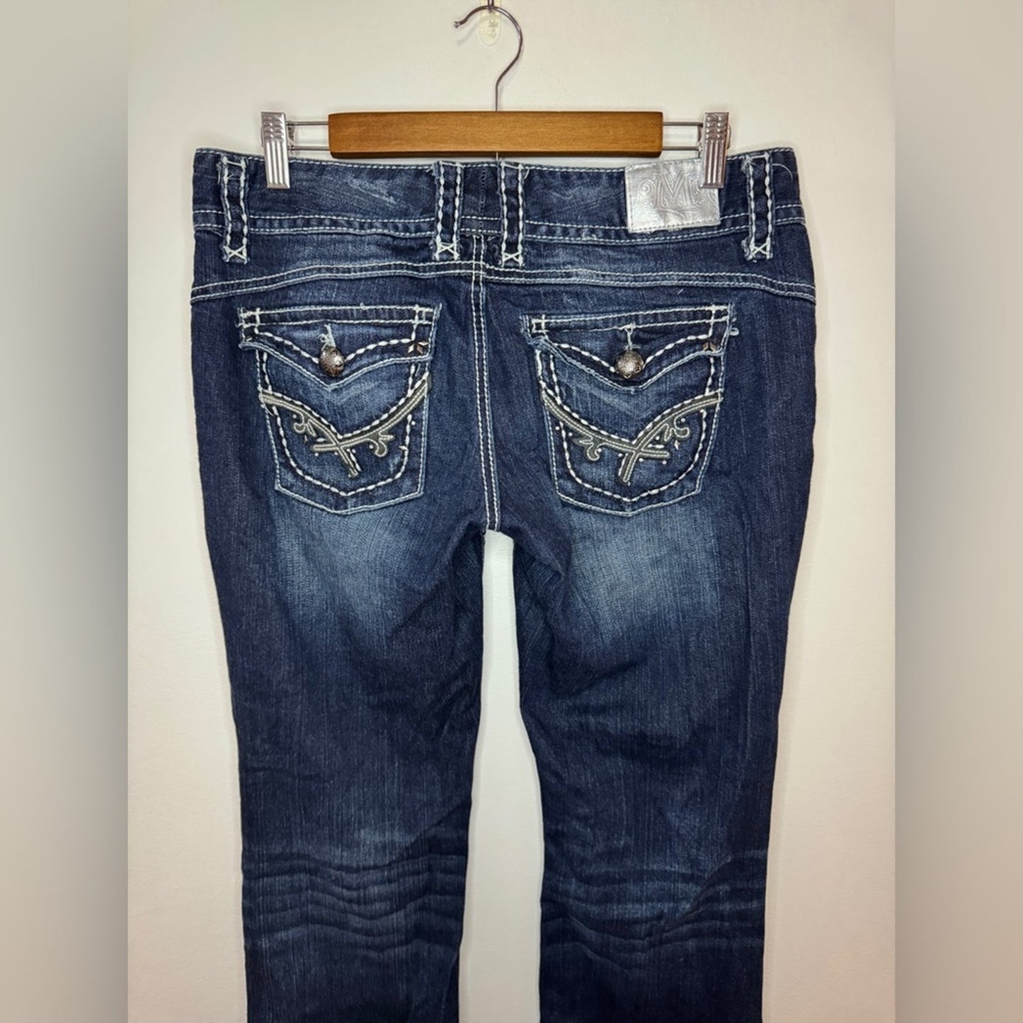 Pre-Owned 7/8 Regular Maurices Premium Denim Dark Wash Embellished Bootcut Jeans