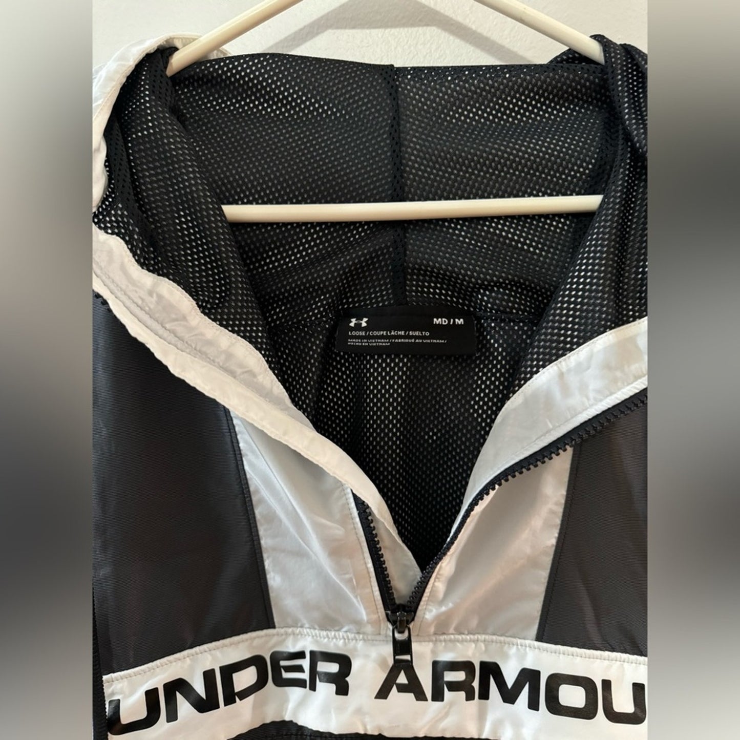 Pre-Owned MD Under Armour Grey and White Nylon Anorak Windbreaker Jacket