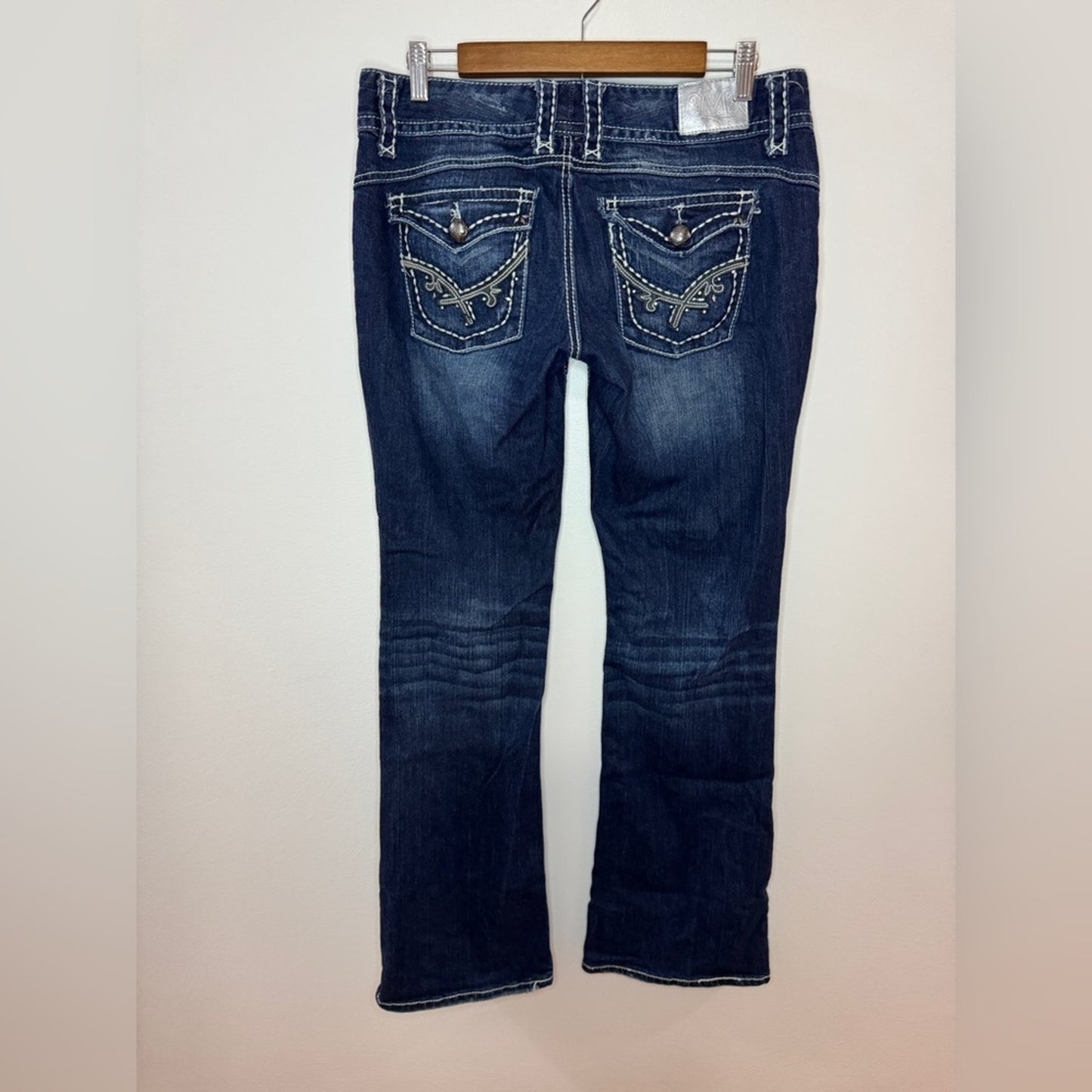 Pre-Owned 7/8 Regular Maurices Premium Denim Dark Wash Embellished Bootcut Jeans