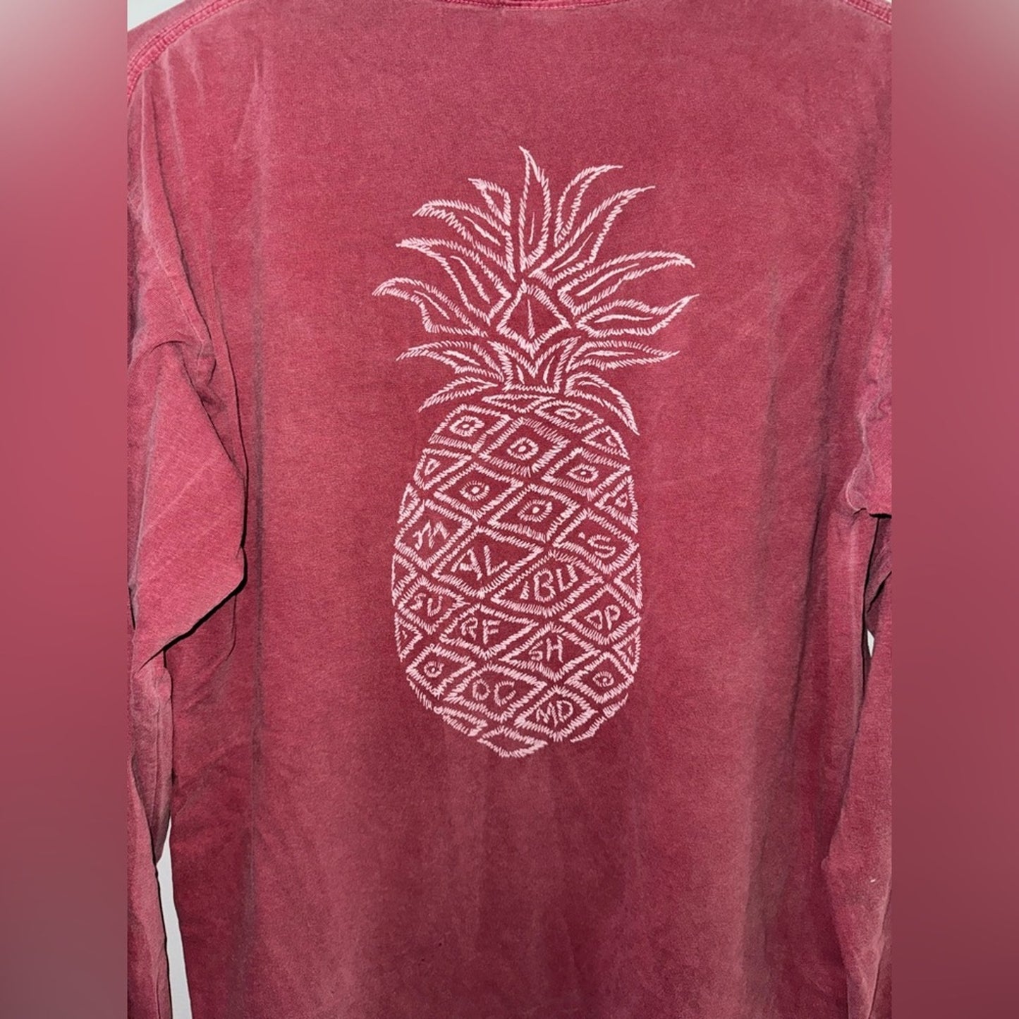 MD Unisex Malibu’s Surf Shop Ocean City, MD Red Long Sleeve Graphic Shirt
