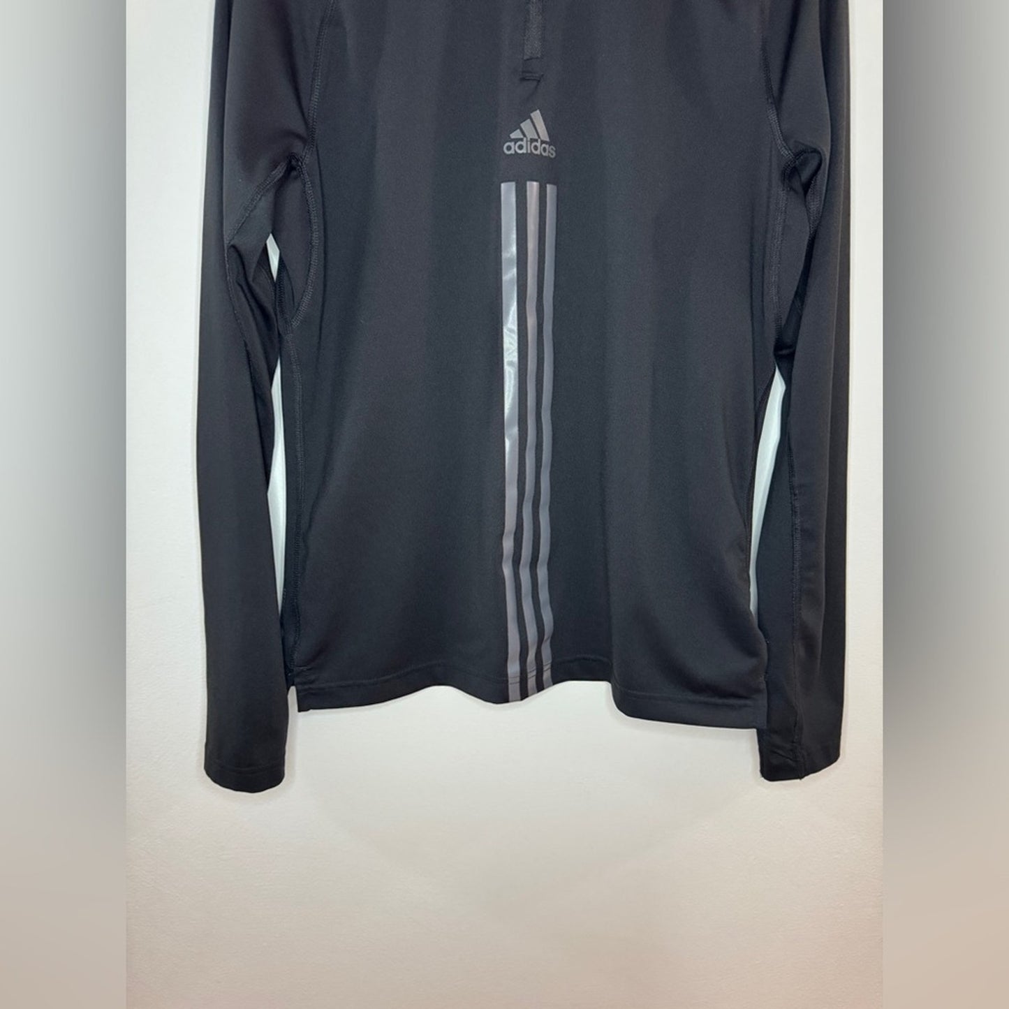 Pre-Owned MD Adidas Black Quarter Zip Athletic Long Sleeve Shirt