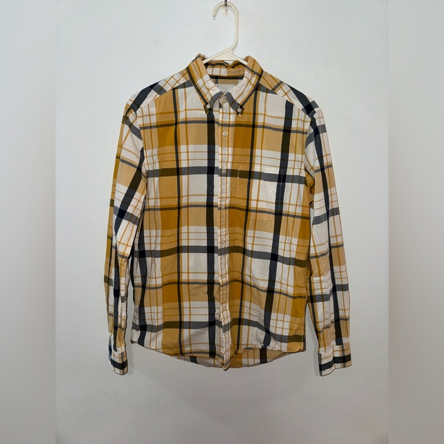 Pre-Owned SM American Eagle Yellow Blue and White Button Up Long Sleeve Shirt