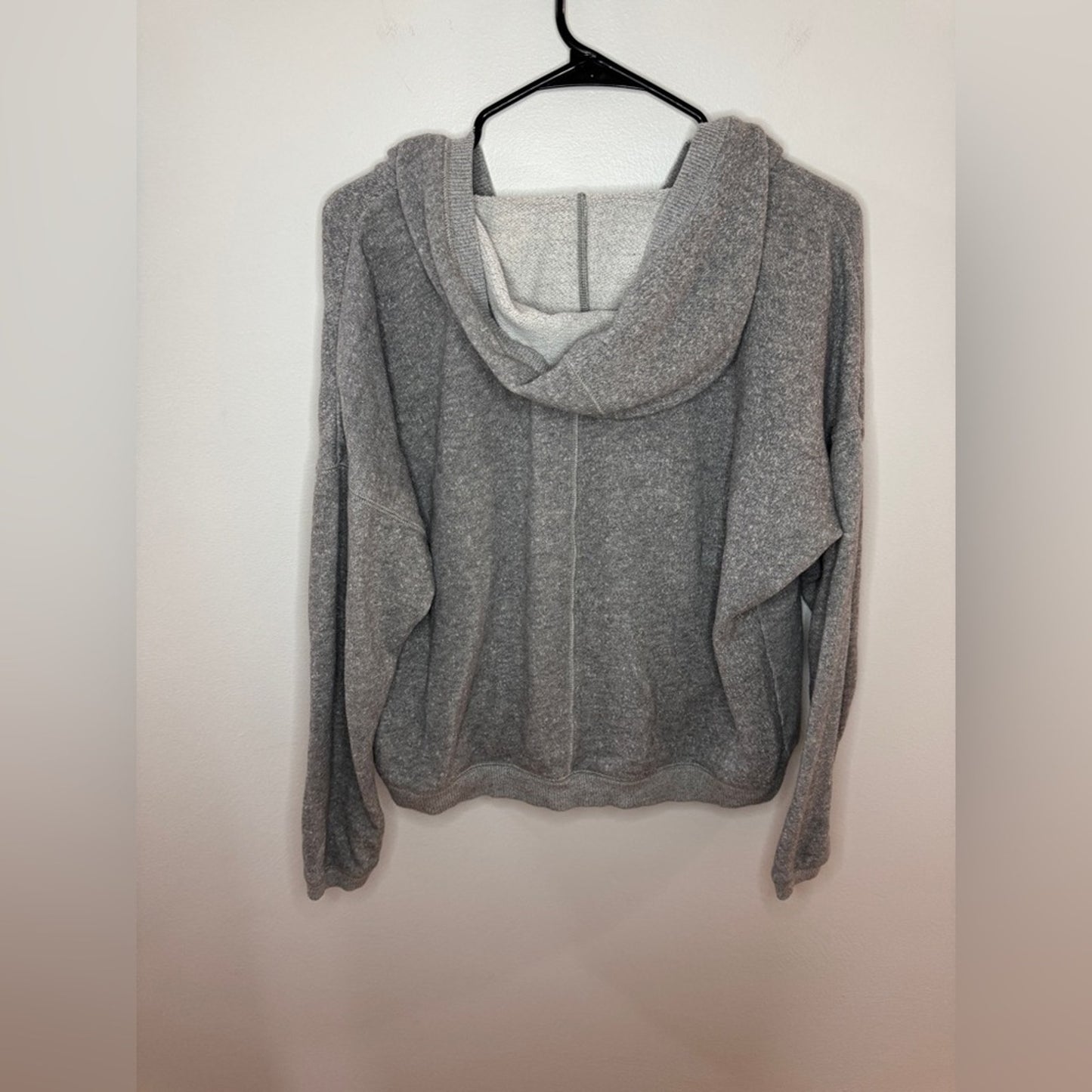 Pre-Owned LG Aerie Grey Button-Up Cropped Pullover Hoodie