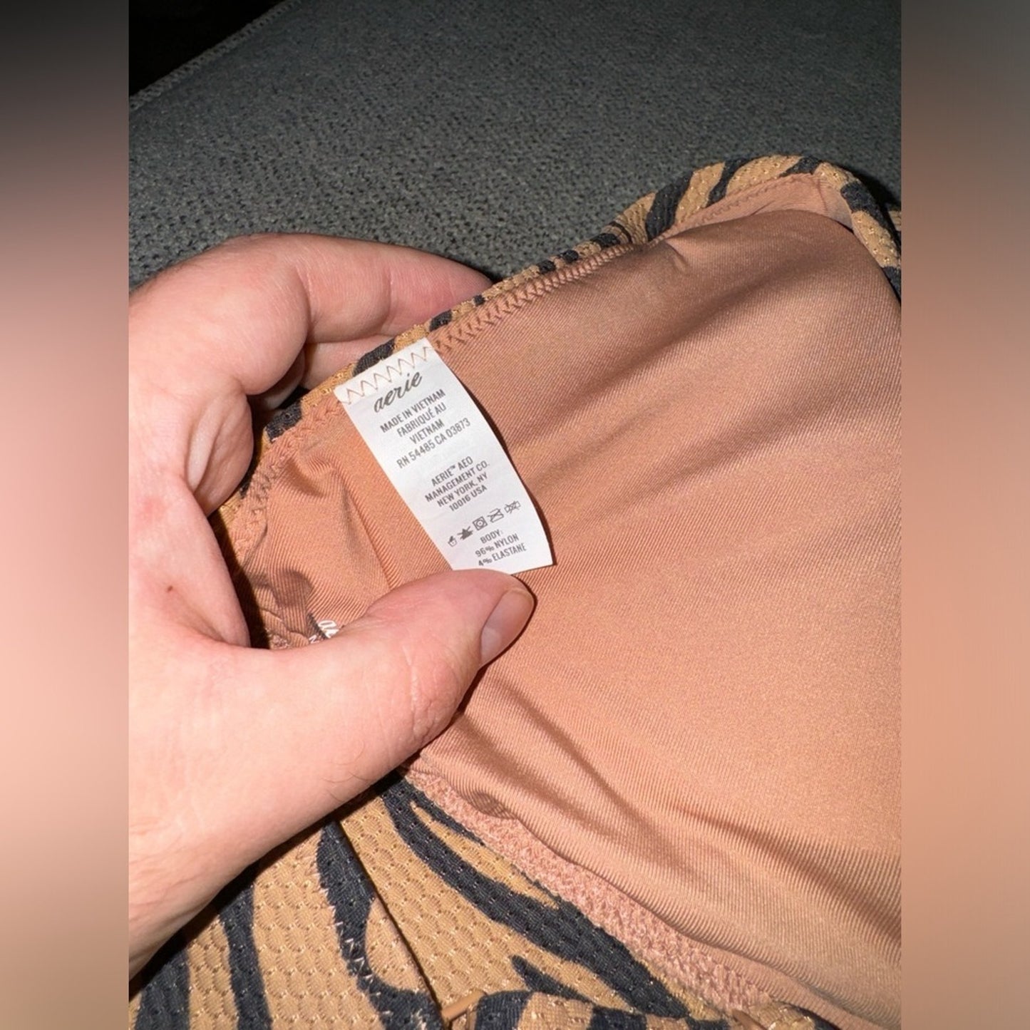 Pre-Owned MD Aerie Tan Zebra Print Triangle Bikini Top