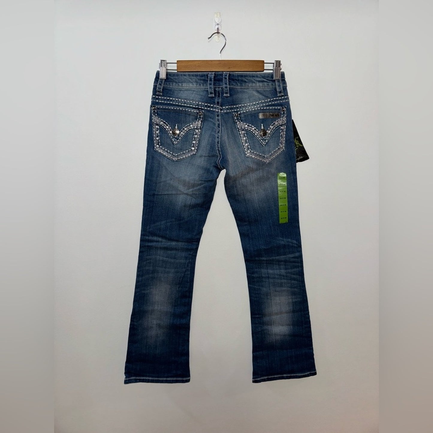 NWT W24xL30 Rock 47 by Wrangler Ultra Low Rise Blue Boot Cut Jeans