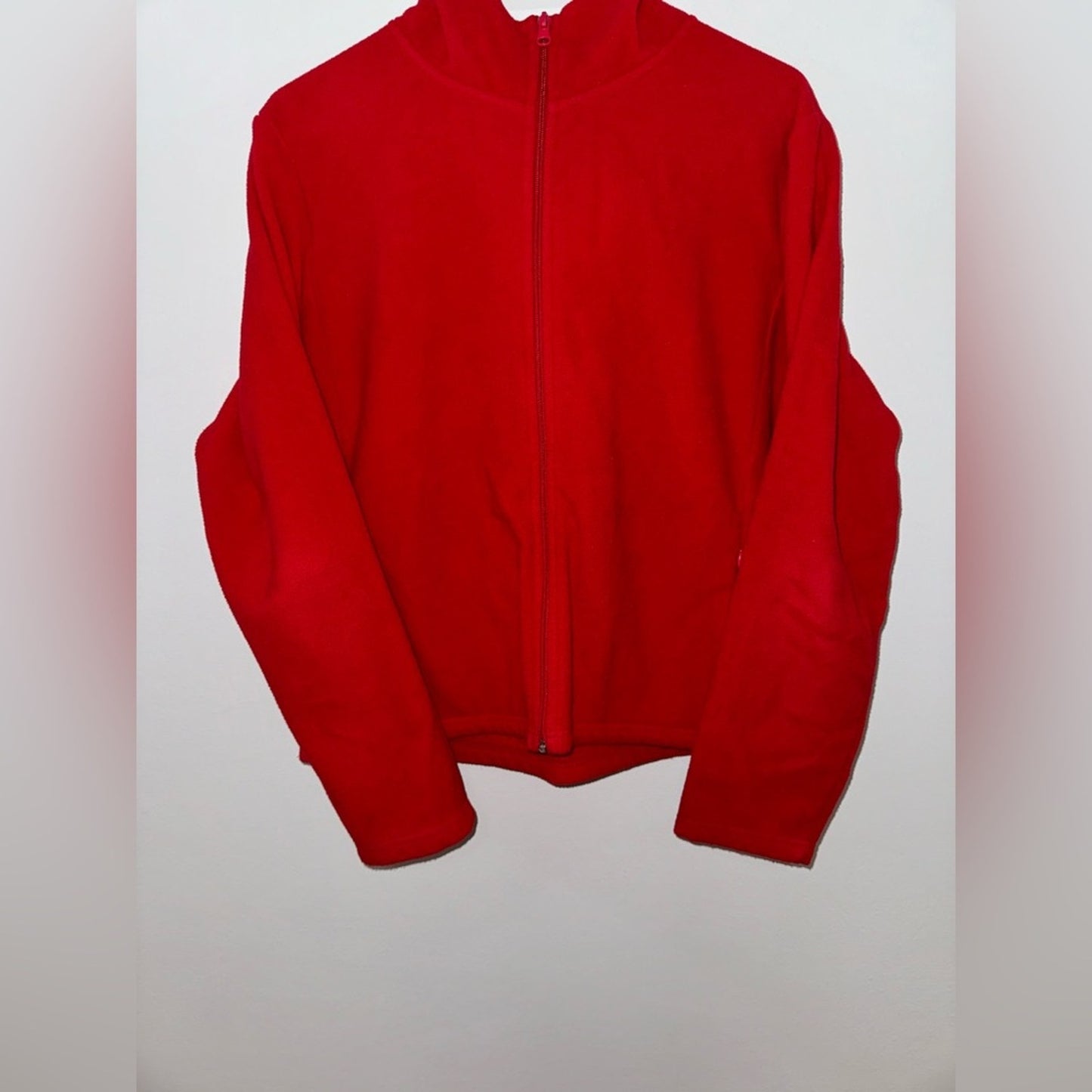 Pre-Owned LG New York and Company Red Hooded Zip Up Fleece Jacket