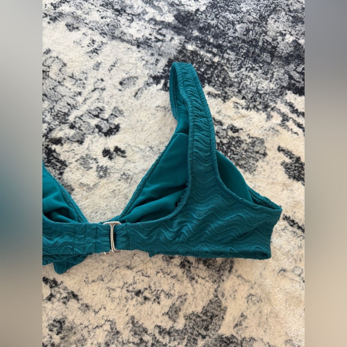Pre-Owned MD Mossimo Teal Textured Front Tie Bikini Top