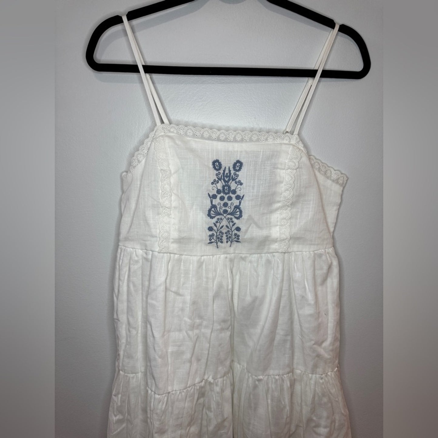NWT SM Rue21 White with Blue Embroidered Pattern Dress