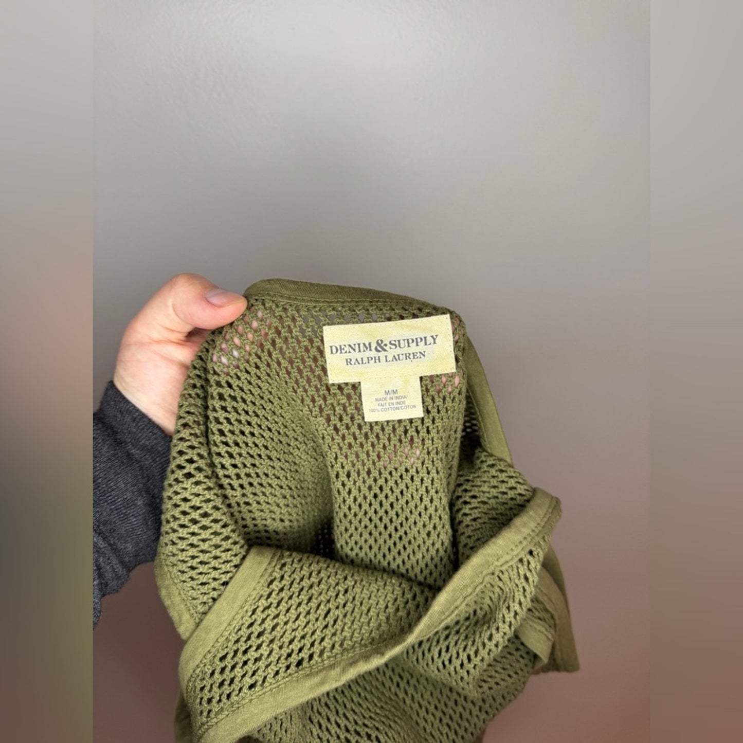 Pre-Owned MD Denim & Supply Ralph Lauren Olive Green Mesh Knit Tank Top